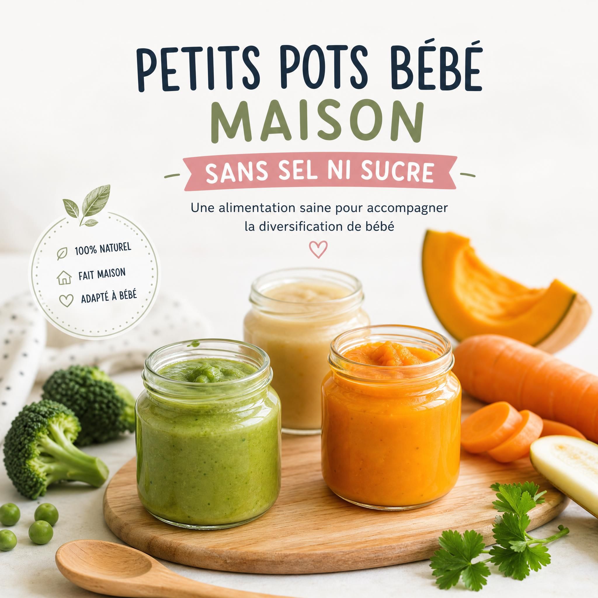 Petits pots bébé maison sans sel ni sucre, alimentation saine nourrisson diversification