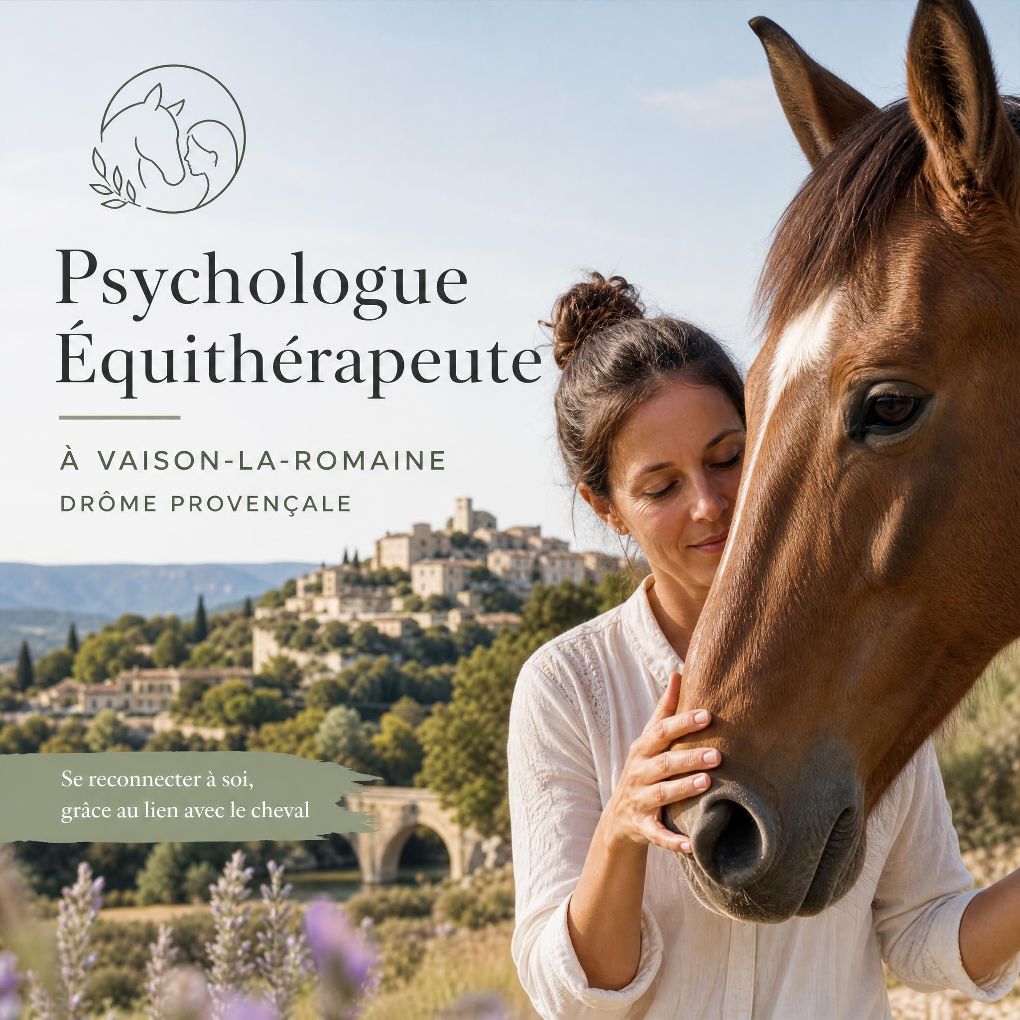 Psychologue équithérapeute avec cheval à Vaison-la-Romaine, Drôme provençale