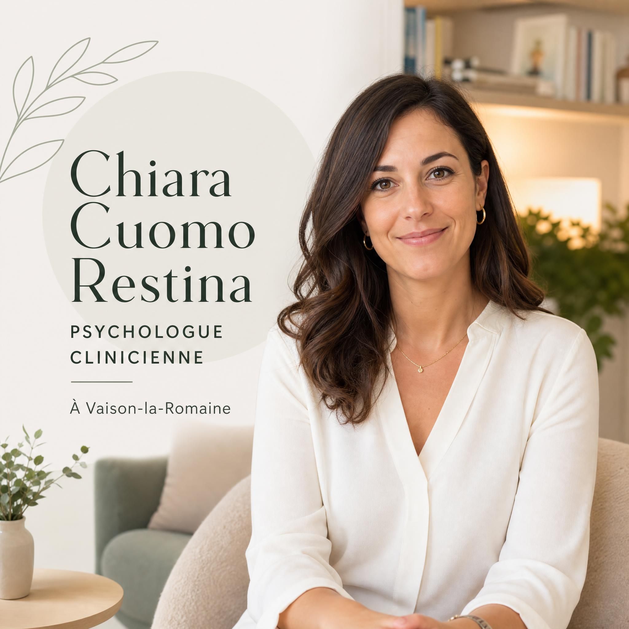 Chiara Cuomo Restina, psychologue clinicienne à Vaison-la-Romaine, portrait chaleureux et professionnel