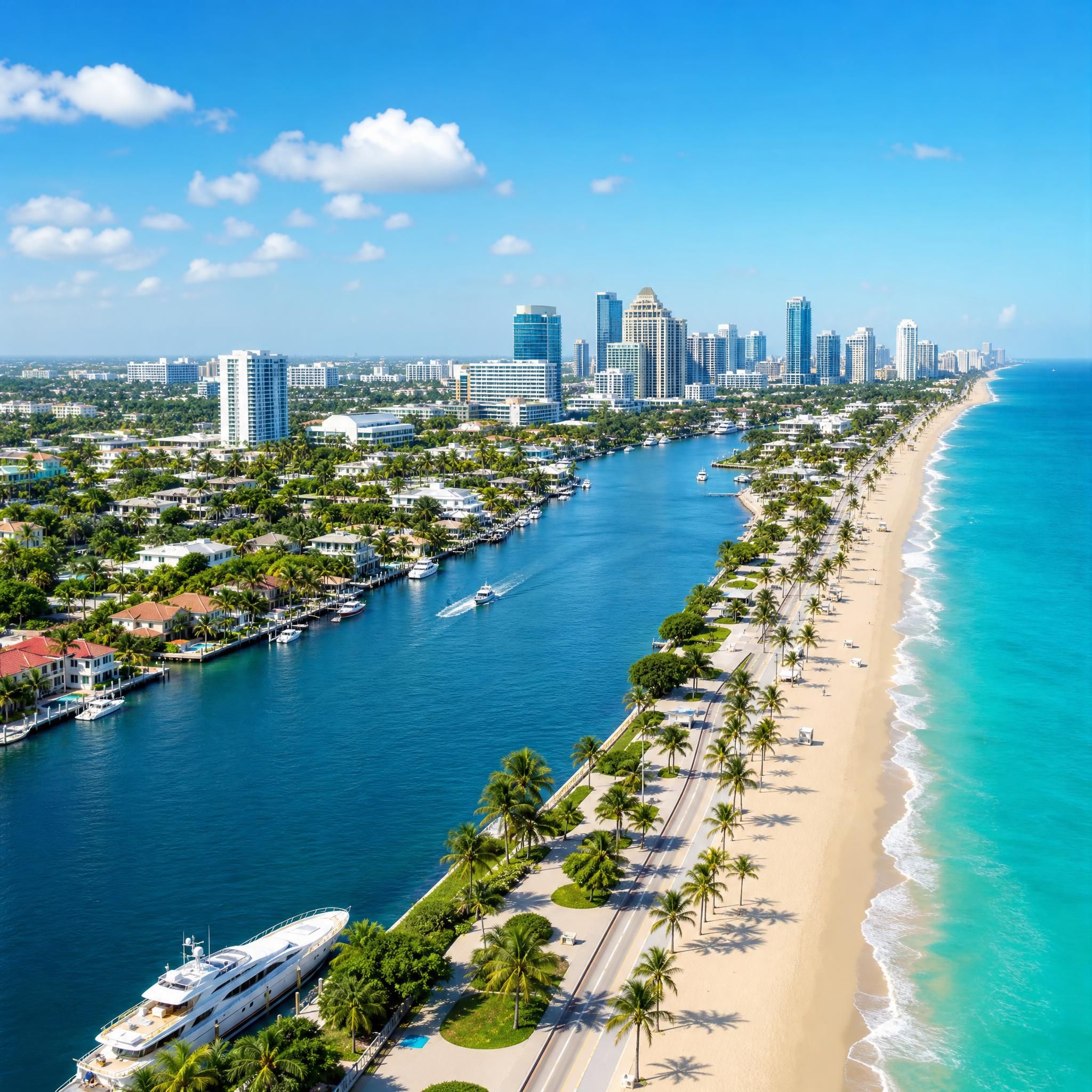Fort Lauderdale beach and Intracoastal Waterway aerial view representing South Florida's desirable coastal neighborhoods including Broward County real estate markets