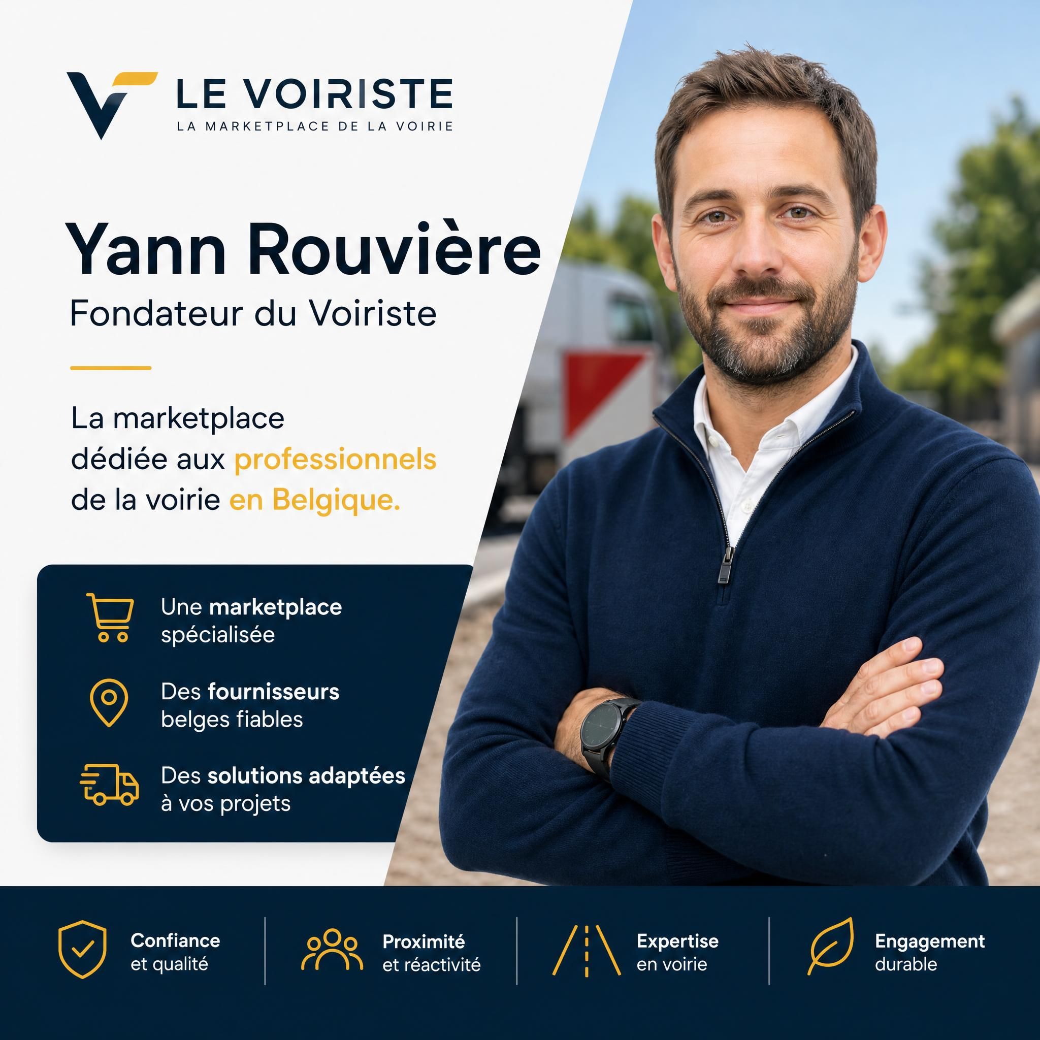 Yann Rouvière fondateur Le Voiriste marketplace voirie Belgique LinkedIn Instagram campagne social media planning