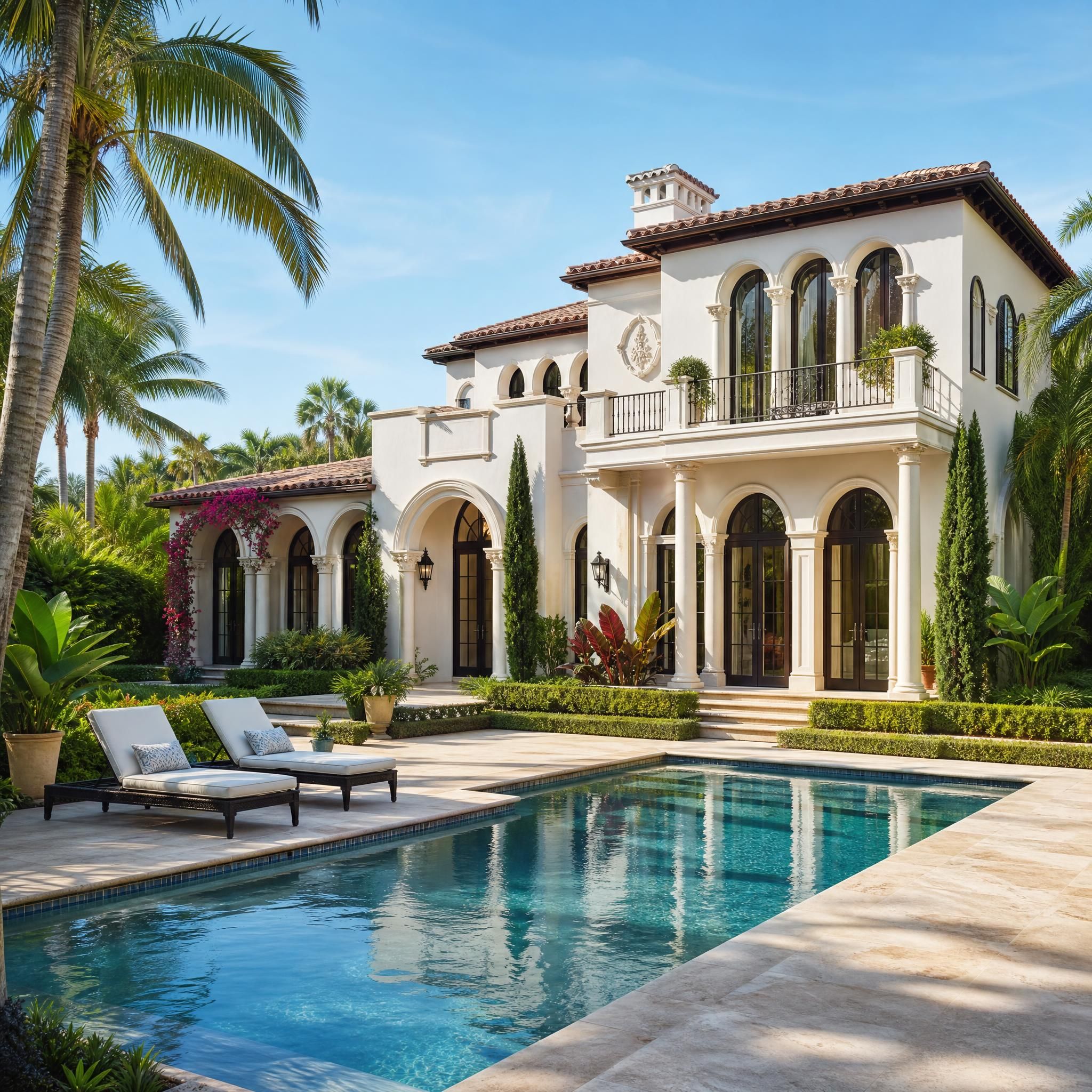 Elegant Coral Gables luxury home with Mediterranean architecture, lush tropical landscaping, and a private pool — representing Miami-Dade luxury real estate