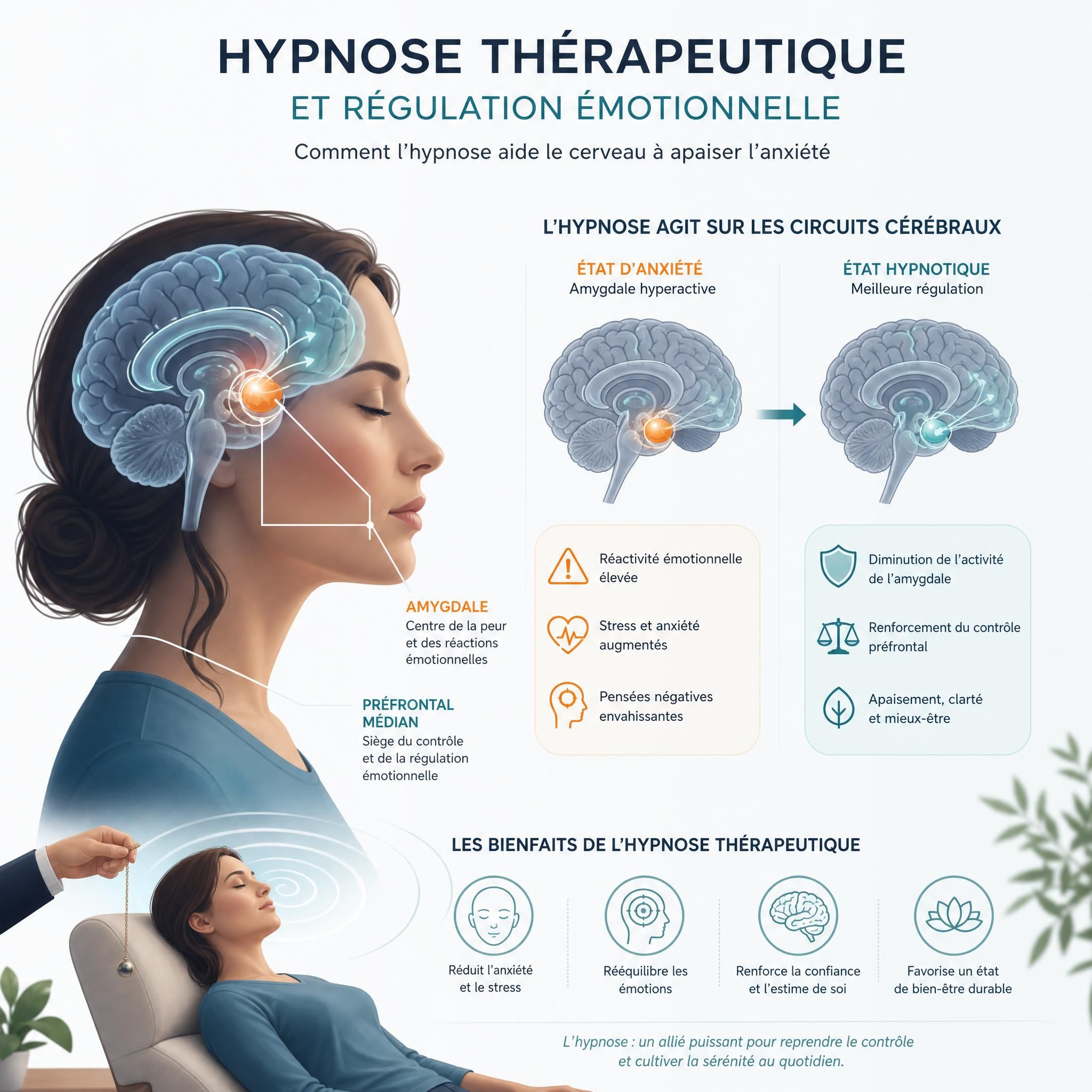 illustration neurosciences hypnose thérapeutique cerveau amygdale régulation émotionnelle anxiété