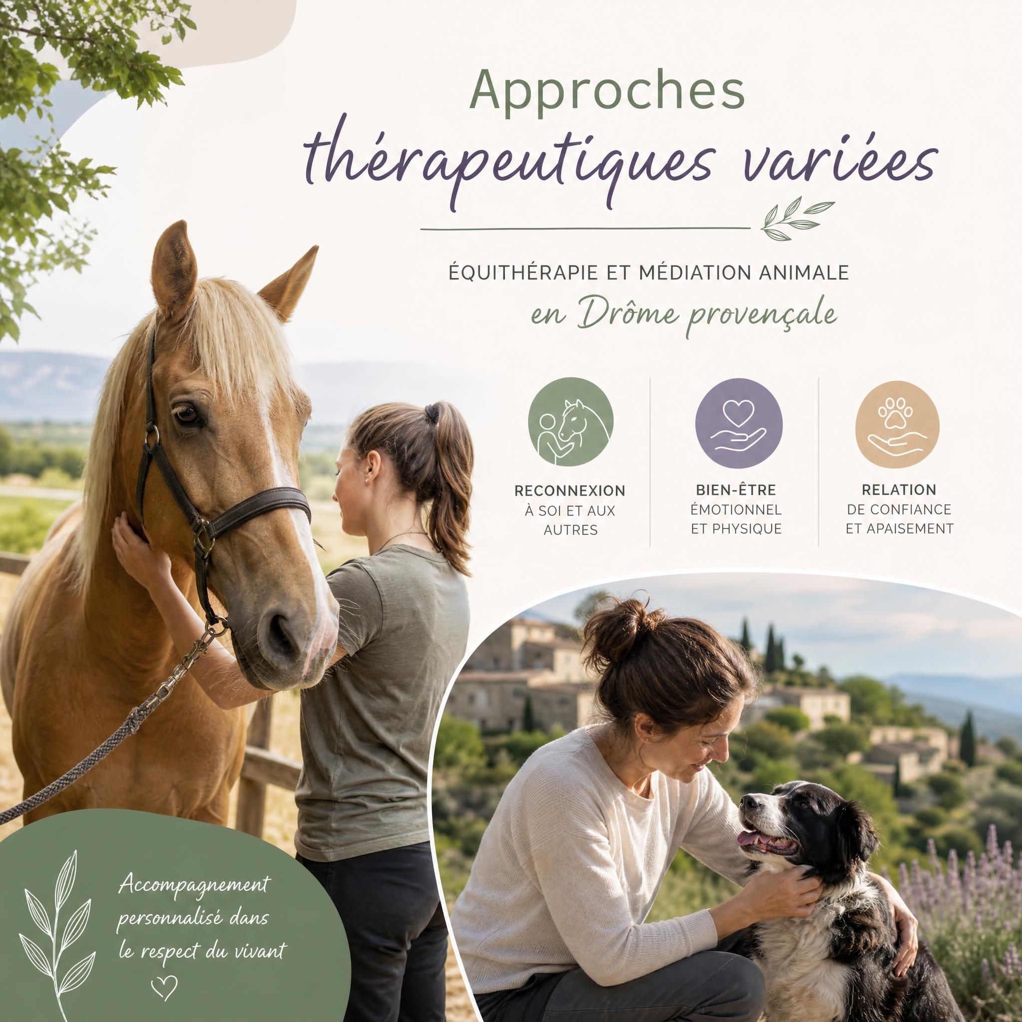 Approches thérapeutiques variées – équithérapie et médiation animale en Drôme provençale