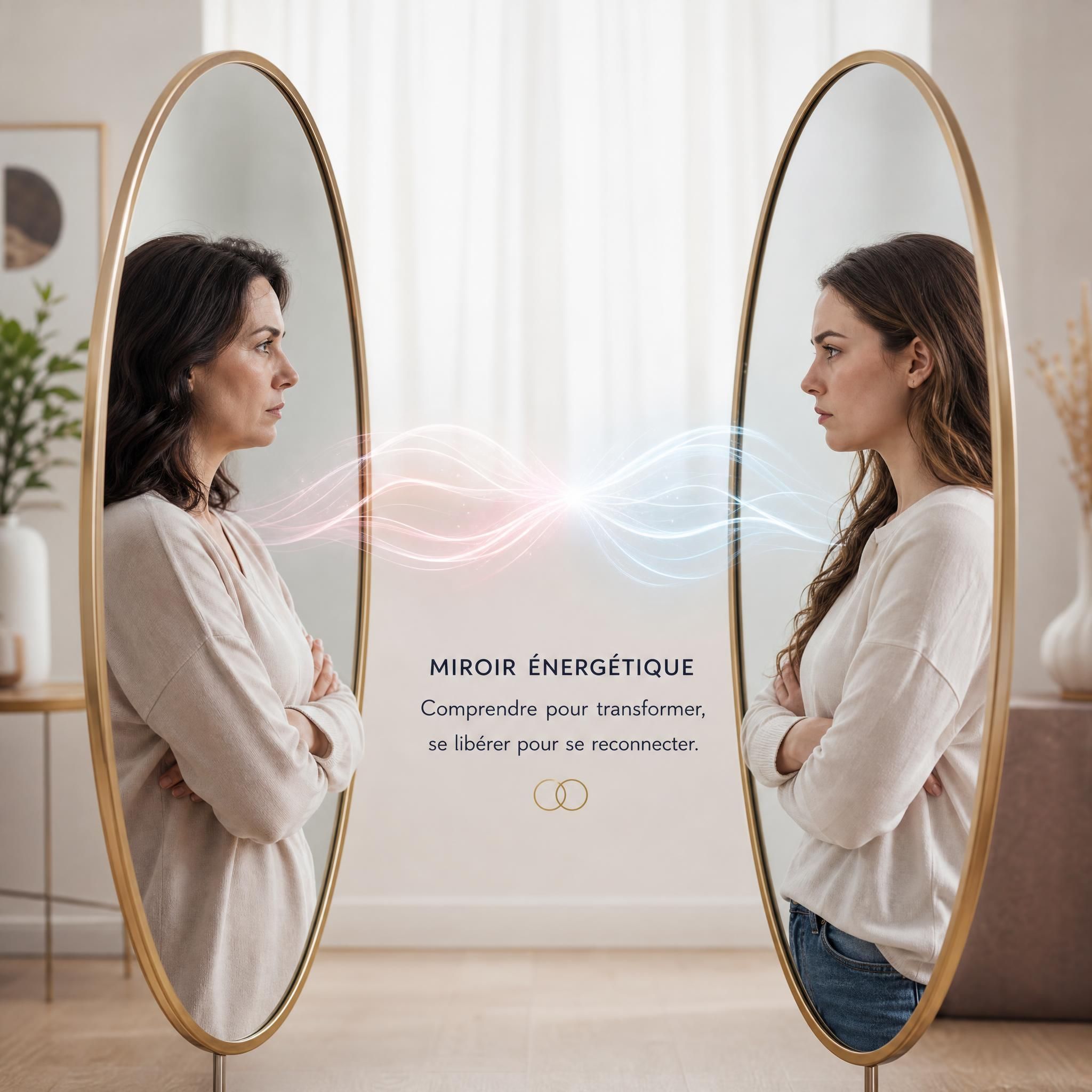 deux miroirs face à face symbolisant le miroir énergétique mère fille relation conflictuelle
