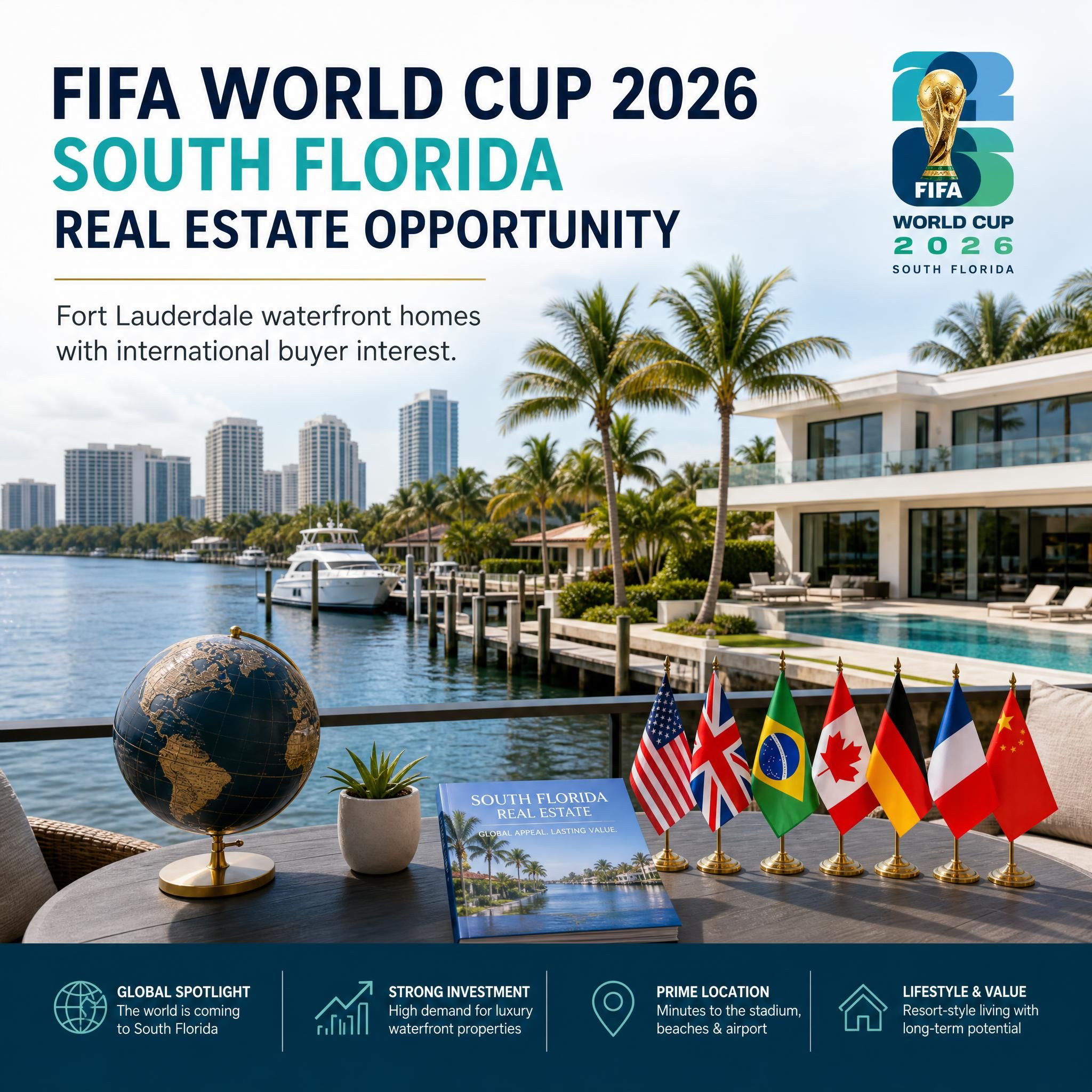 FIFA World Cup 2026 South Florida real estate opportunity — Fort Lauderdale waterfront homes with international buyer interest