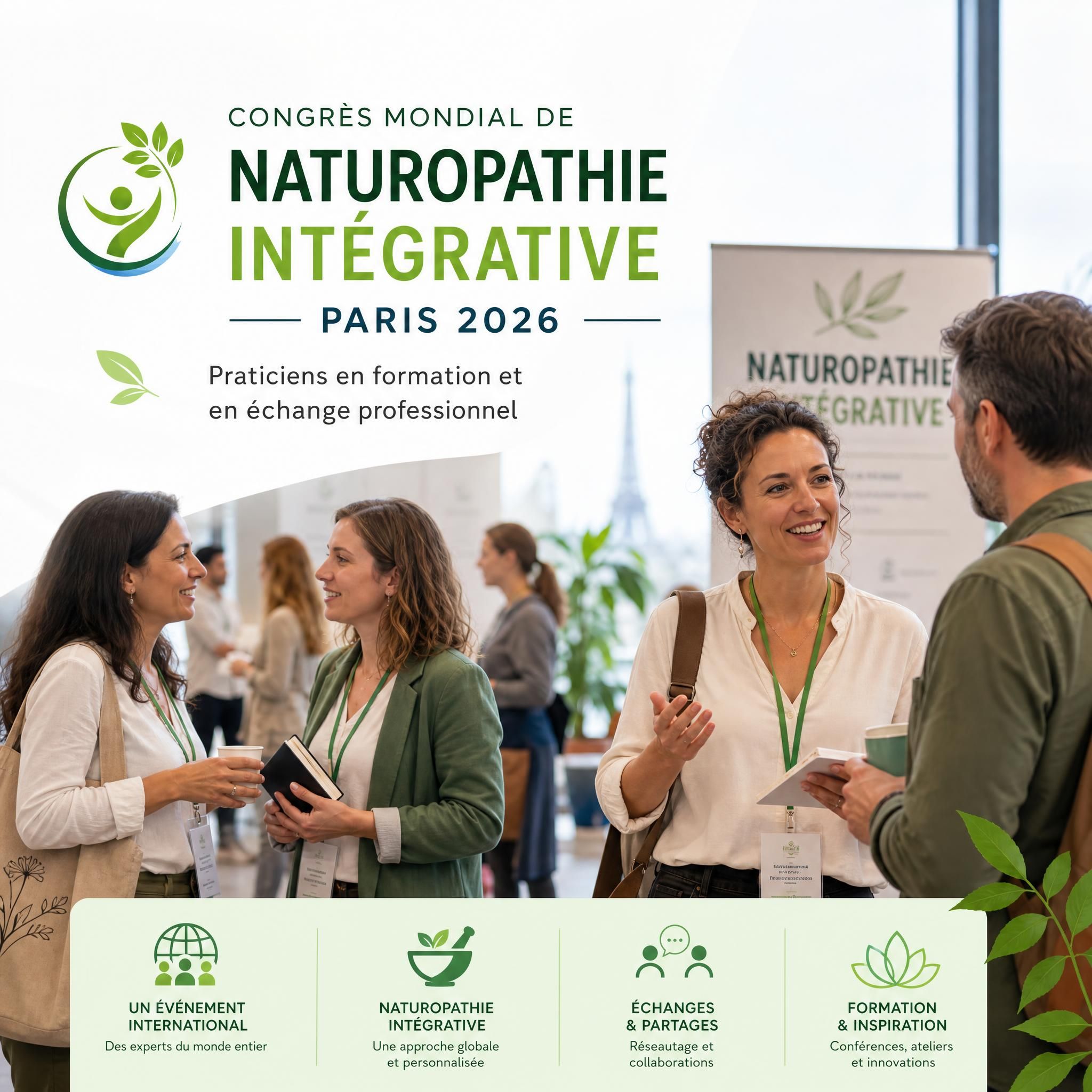 Congrès mondial de naturopathie intégrative Paris 2026 — praticiens en formation et en échange professionnel