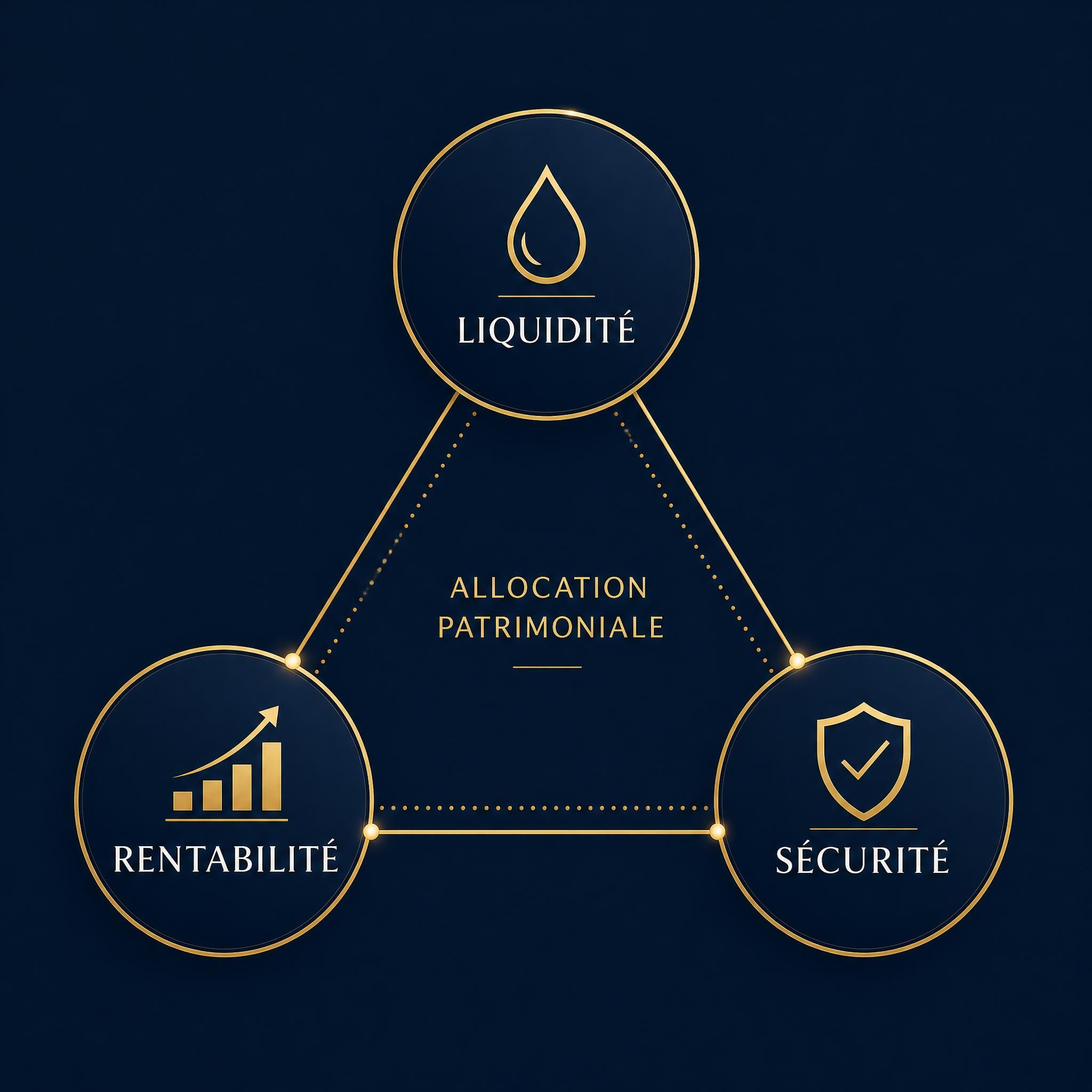 Triangle patrimonial liquidité rentabilité sécurité — allocation d'actifs et gestion de patrimoine en 2026