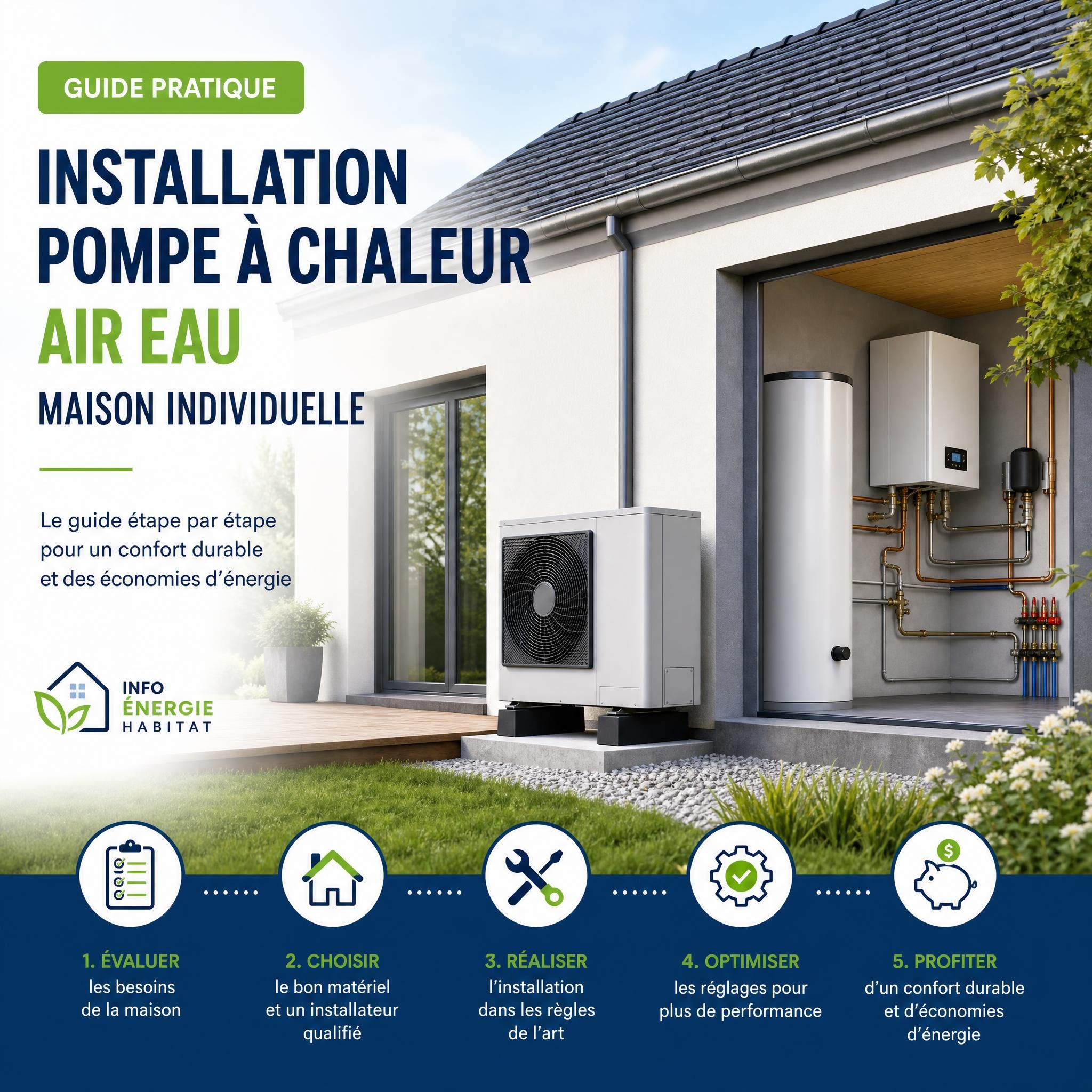Guide pratique installation pompe à chaleur air eau maison individuelle - Info Energie Habitat