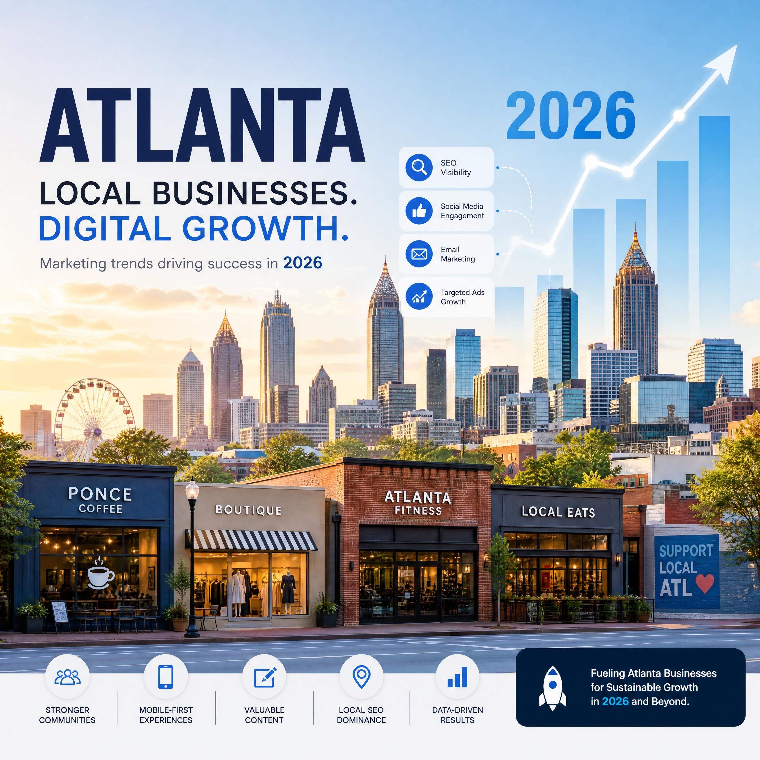 Atlanta skyline showing local businesses and digital marketing growth trends in 2026