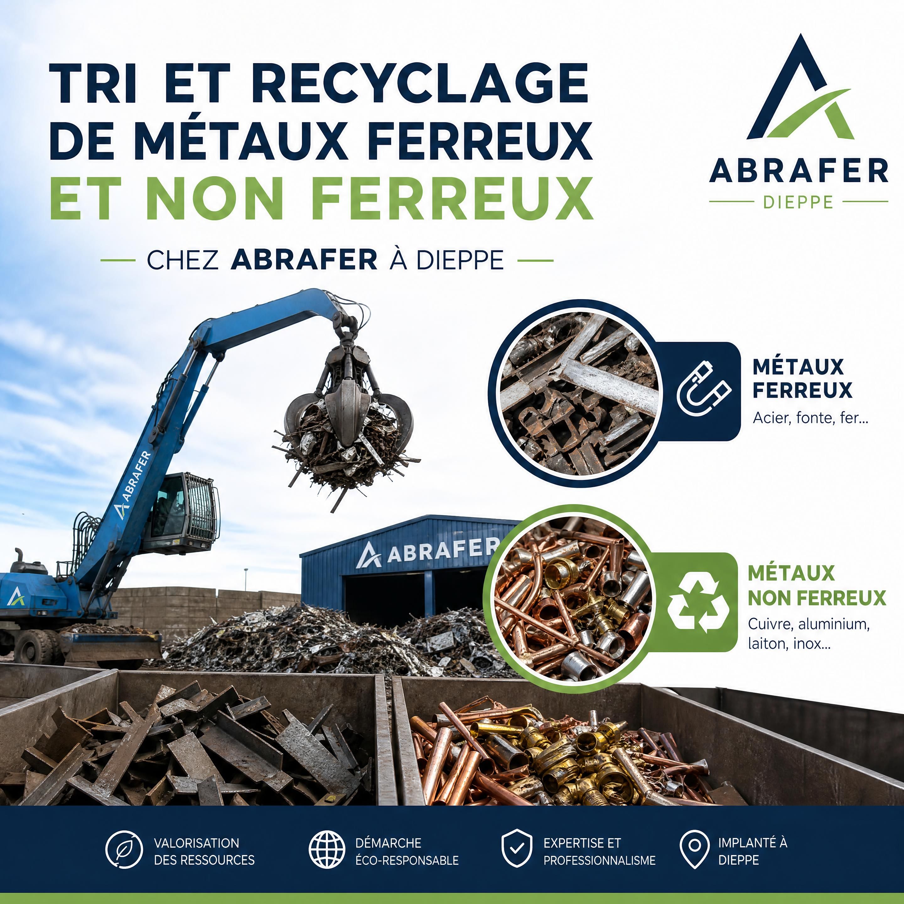 Tri et recyclage de métaux ferreux et non ferreux chez ABRAFER à Dieppe