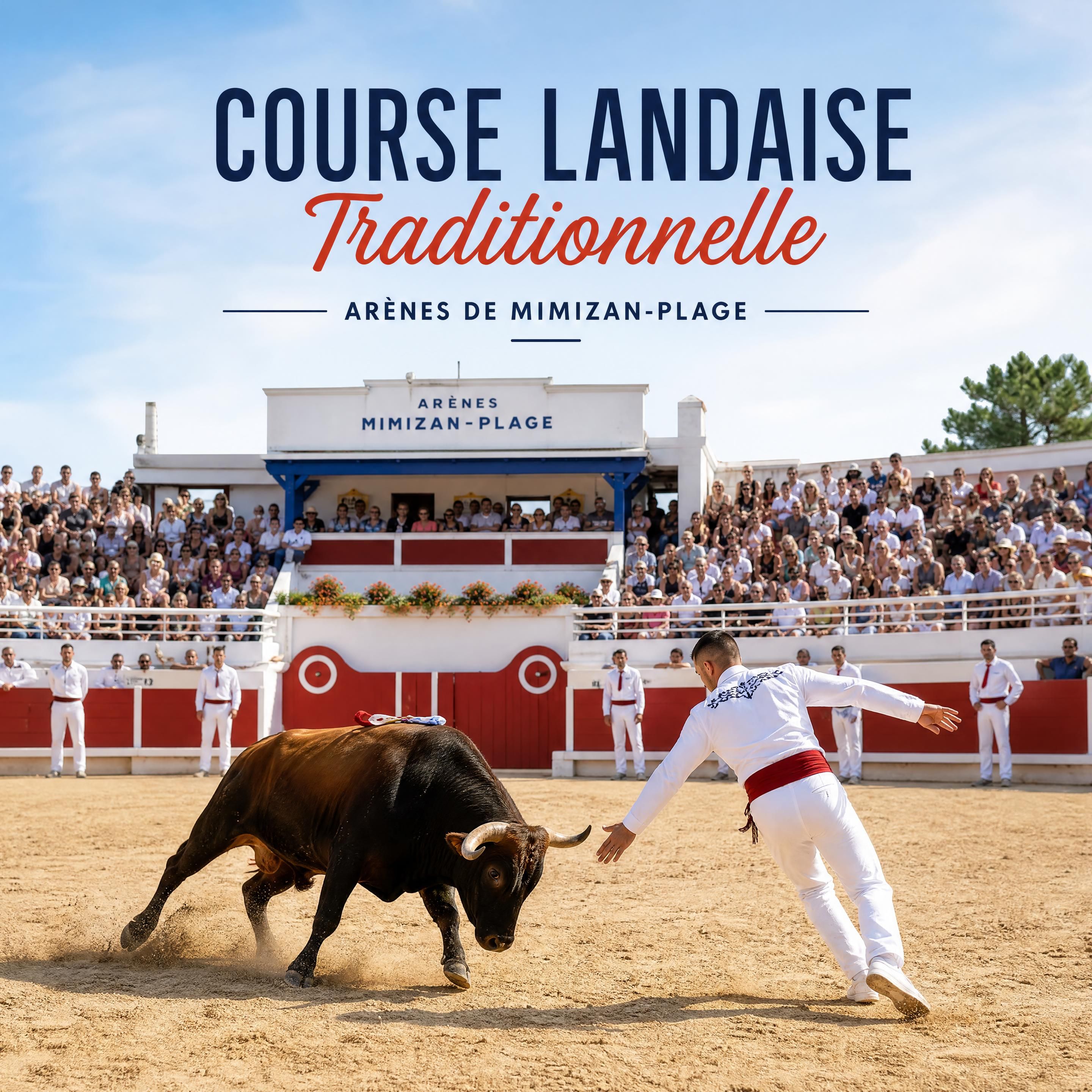 Course landaise traditionnelle aux arènes de Mimizan-Plage