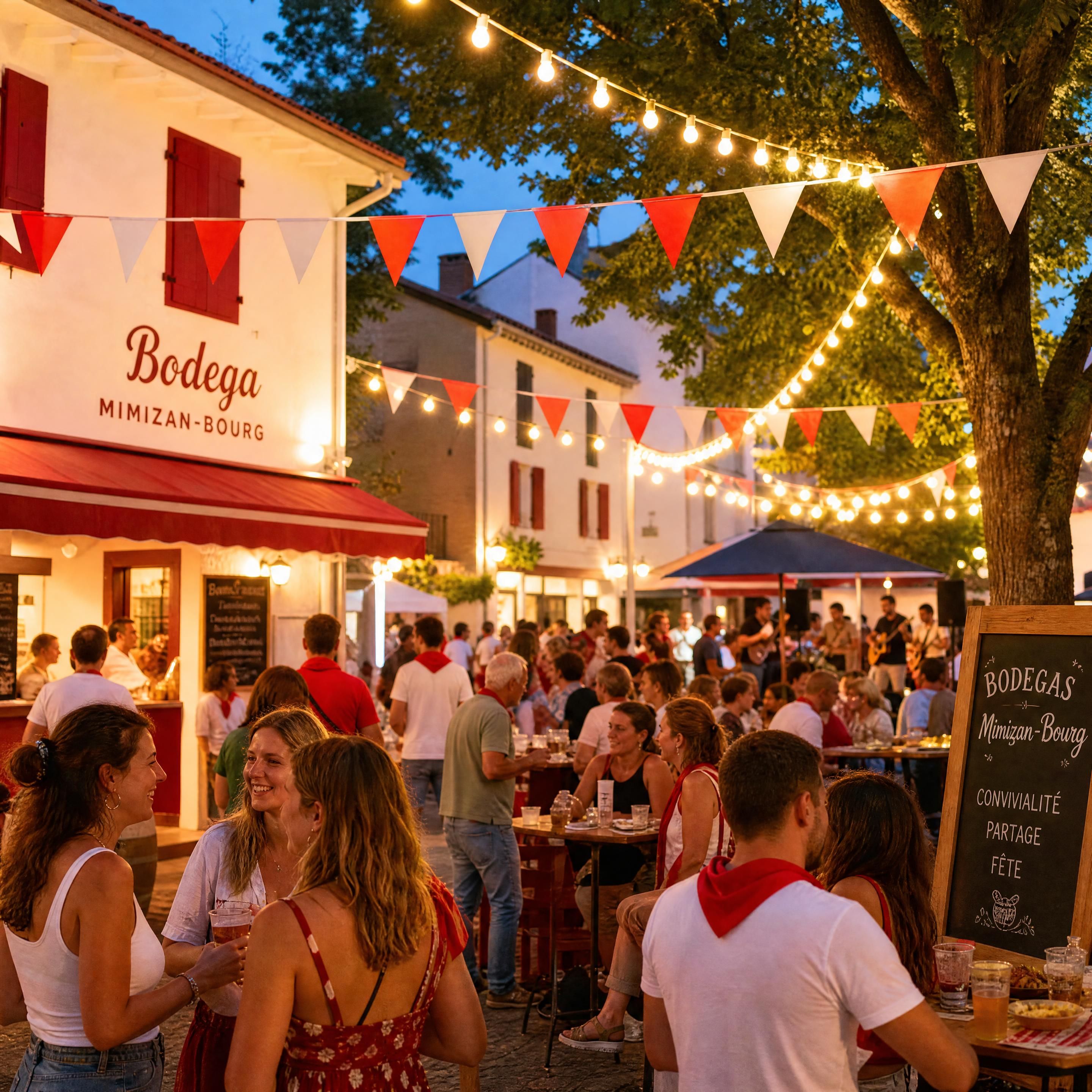 Ambiance festive et conviviale des bodegas à Mimizan-Bourg