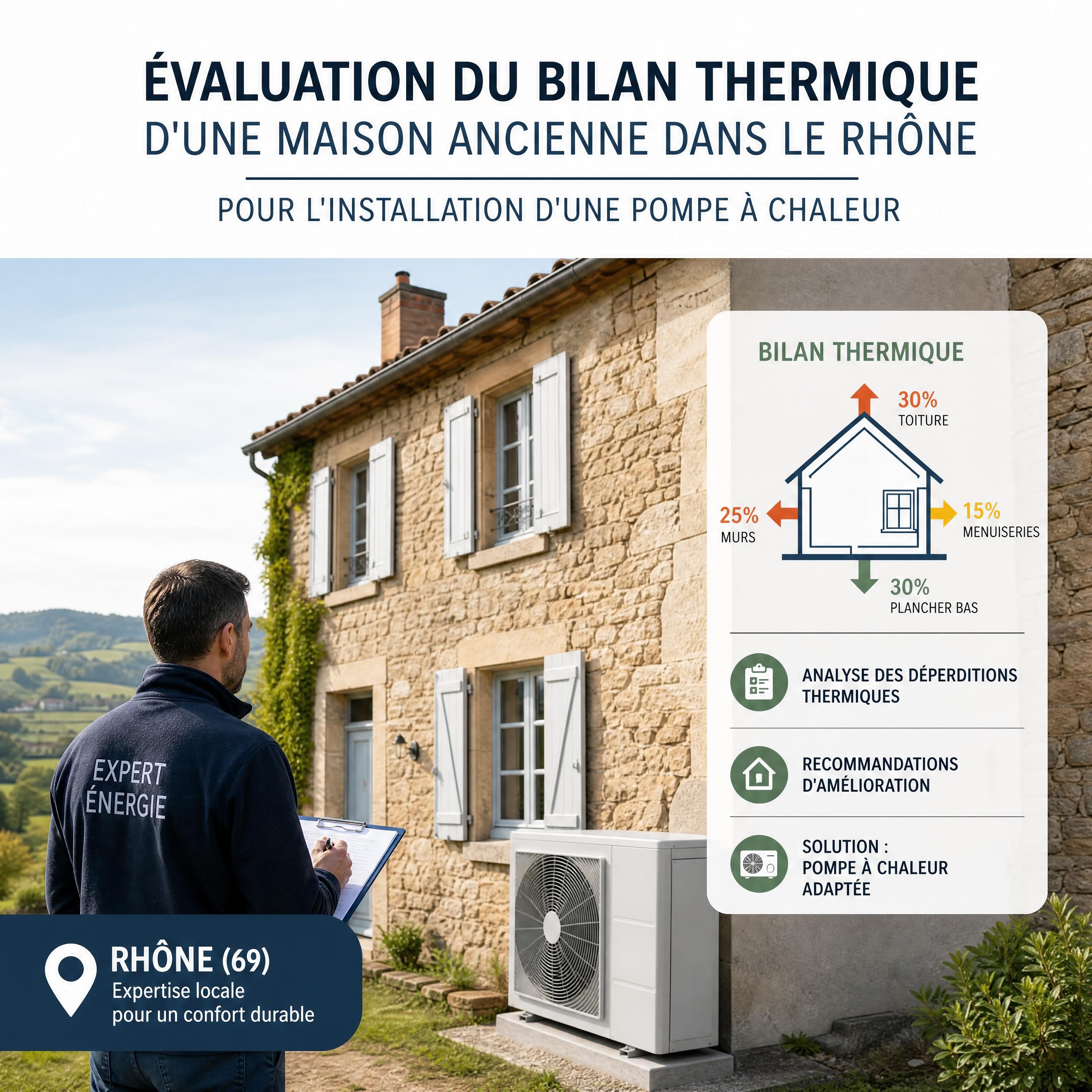 Évaluation du bilan thermique d'une maison ancienne dans le Rhône pour l'installation d'une pompe à chaleur