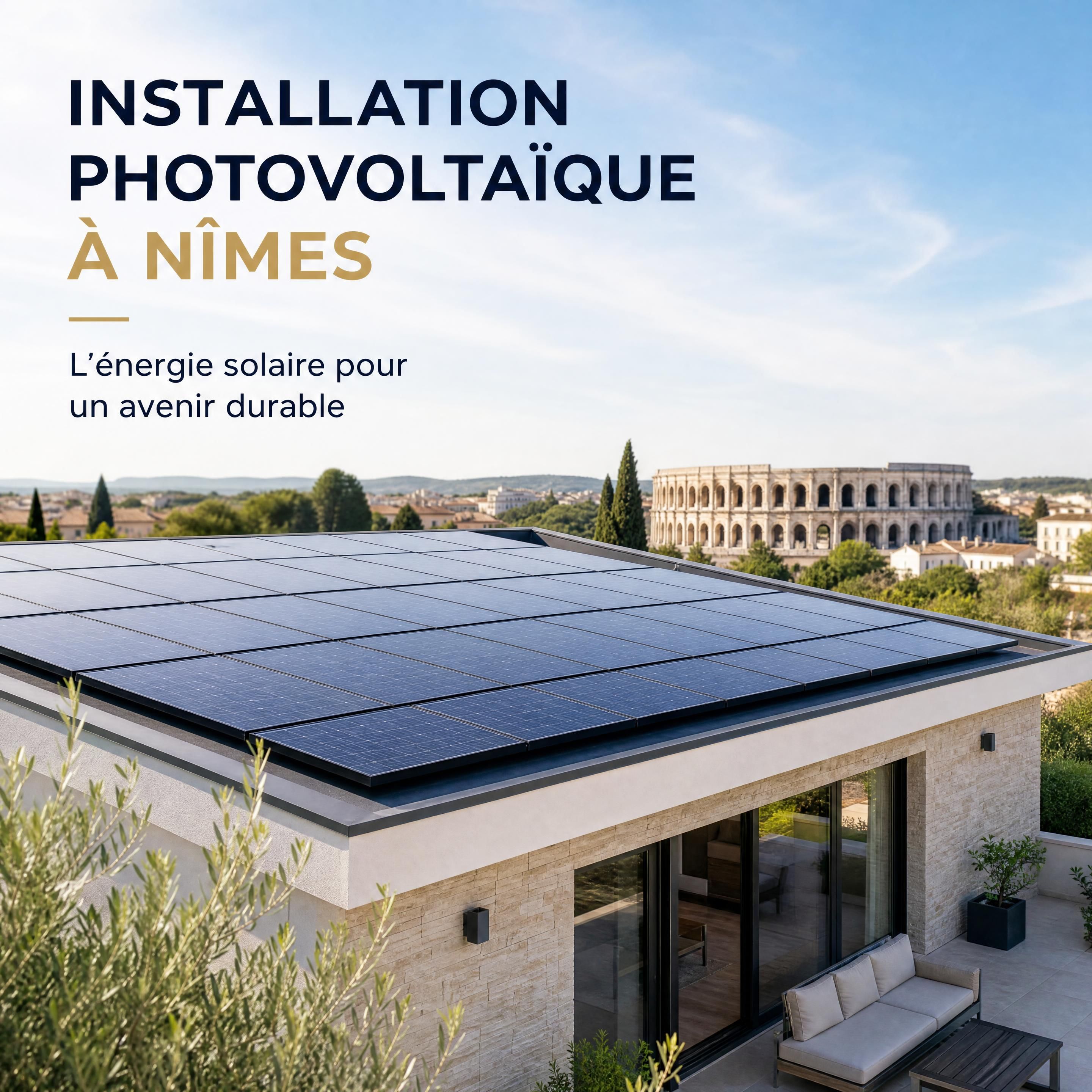 Installation photovoltaïque de panneaux solaires premium sur le toit d'une maison contemporaine à Nîmes