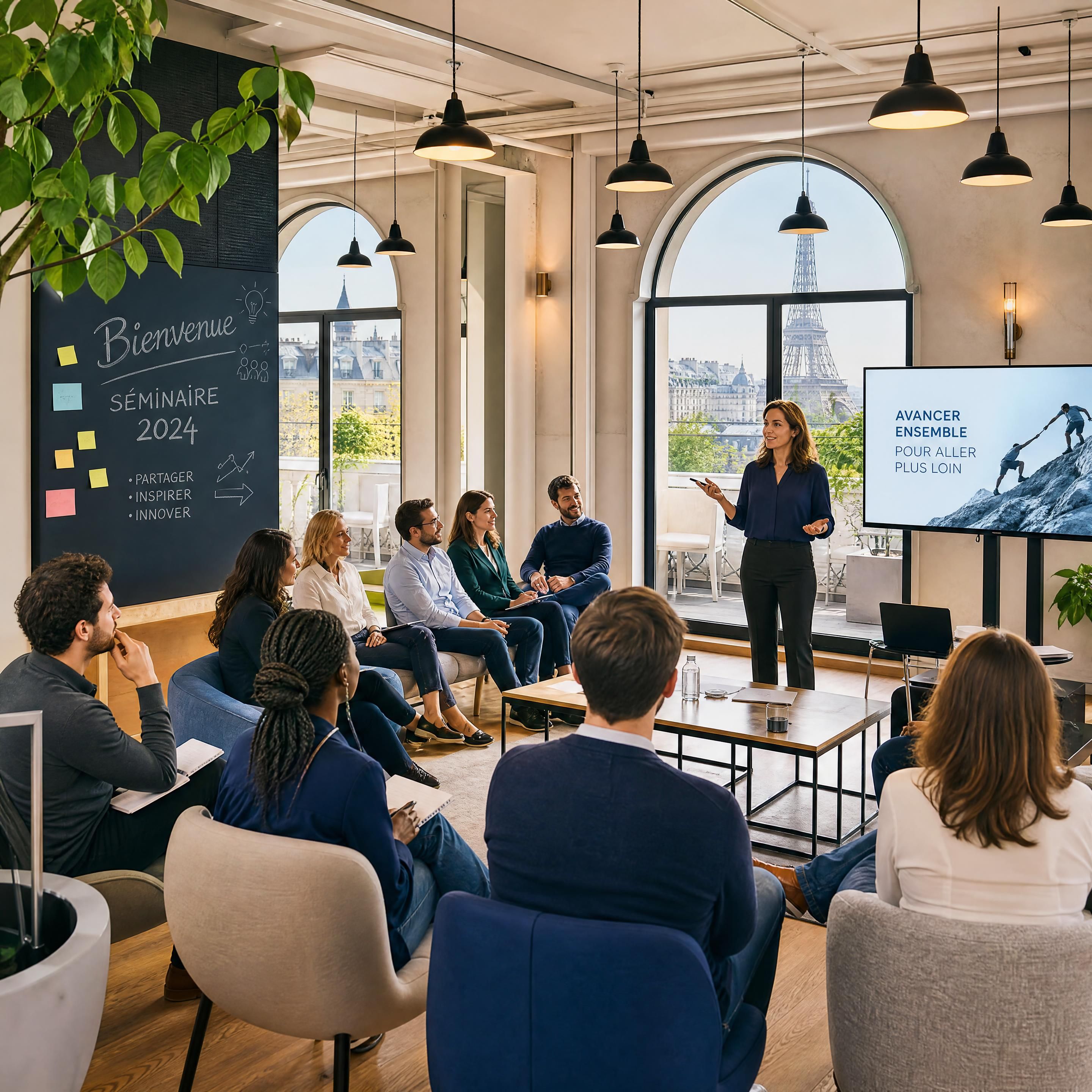 Organisation d'un séminaire d'entreprise dynamique et moderne dans une salle atypique à Paris avec des participants engagés