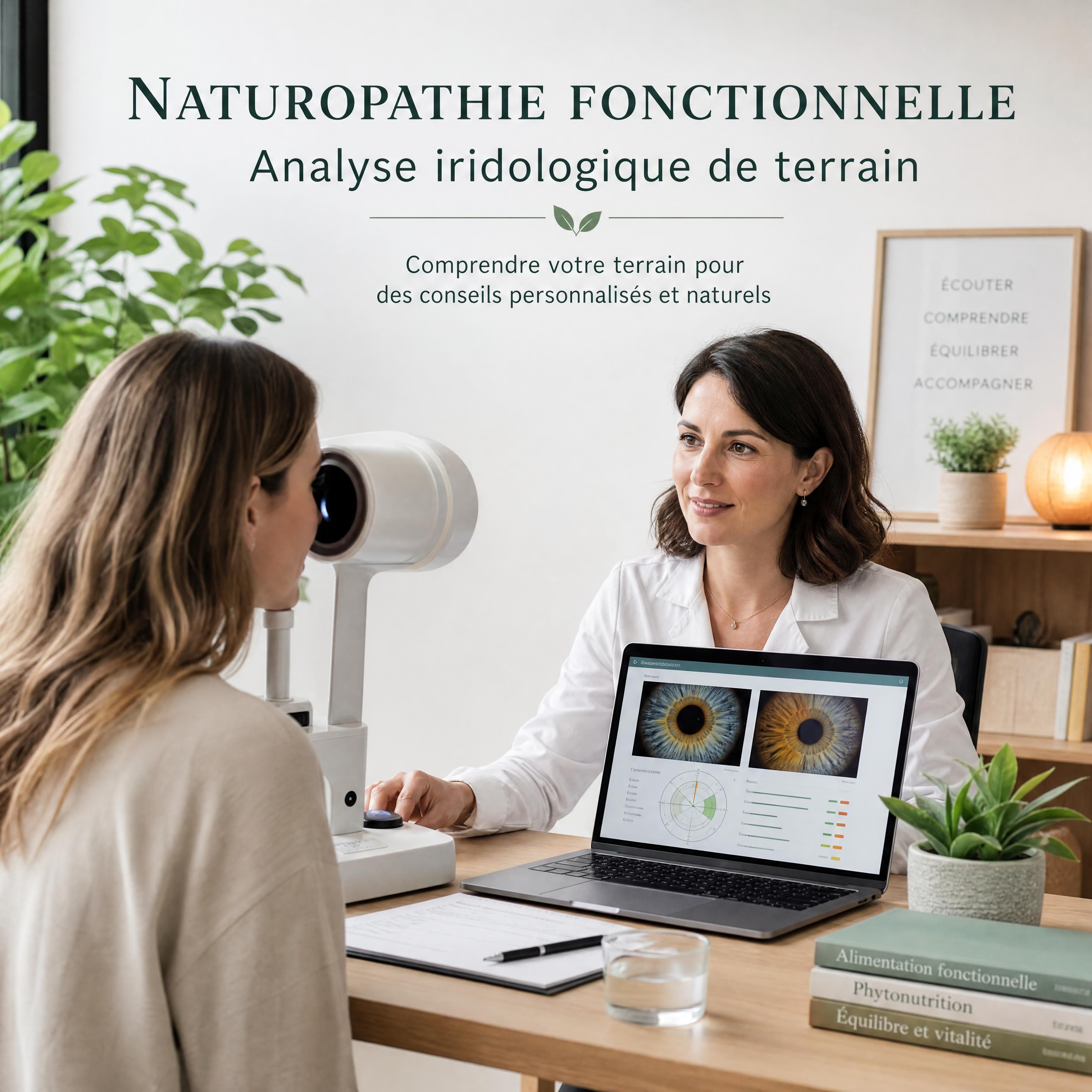 Une séance de consultation pratique en naturopathie fonctionnelle avec analyse iridologique de terrain