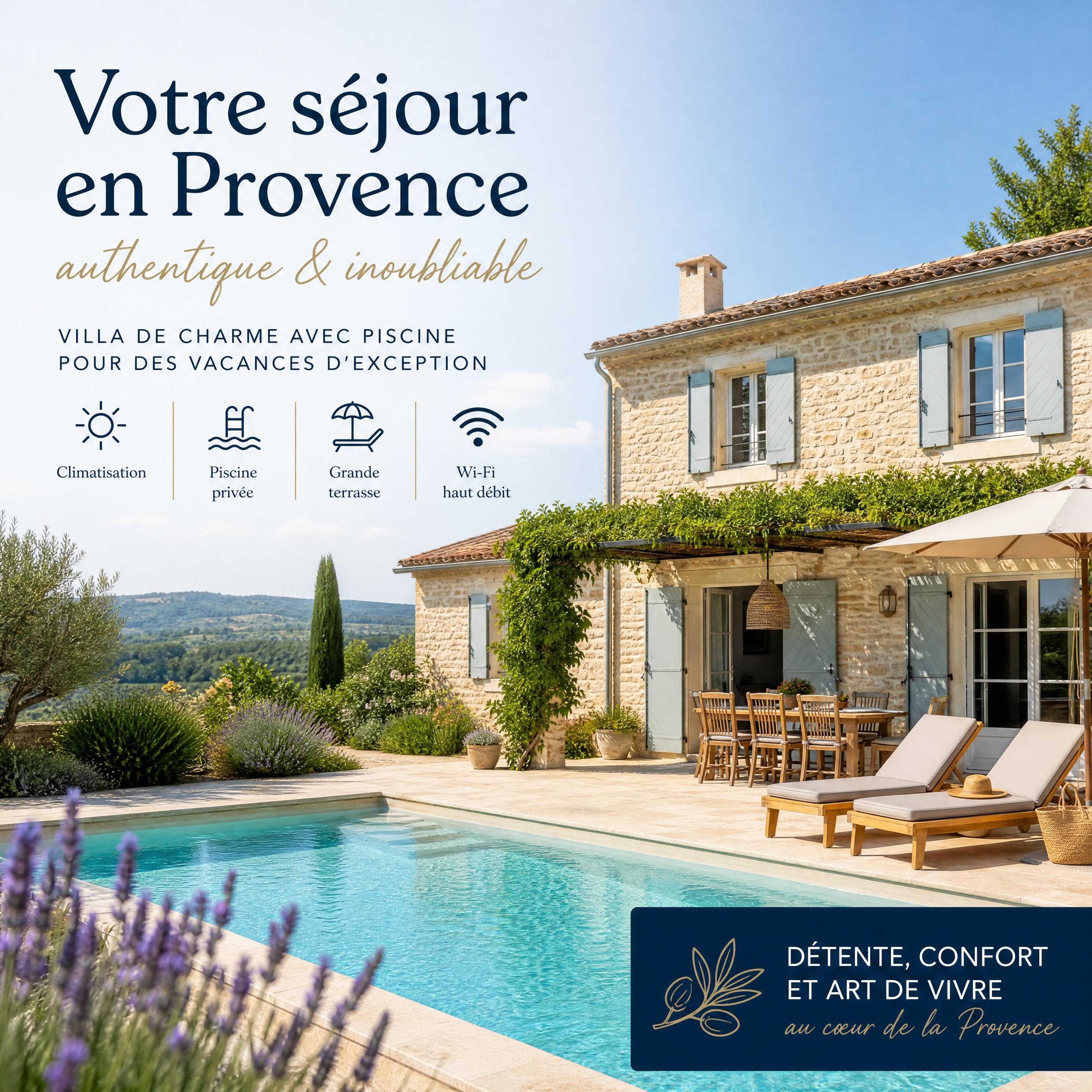 Villa provençale avec piscine et terrasse, adaptée à une location saisonnière Provence