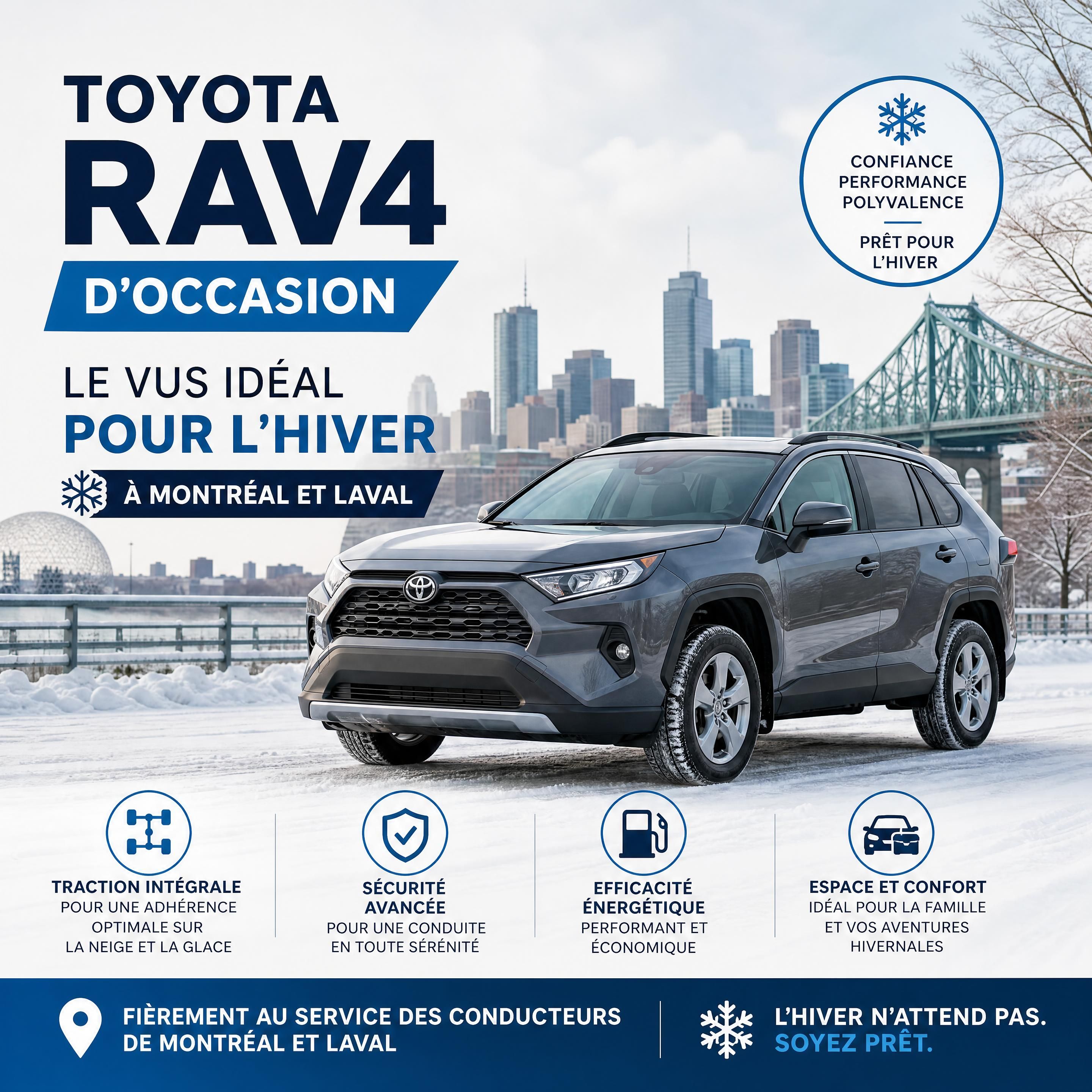 Toyota RAV4 d'occasion, VUS idéal pour l'hiver à Montréal Laval, Ottawa ou Québec