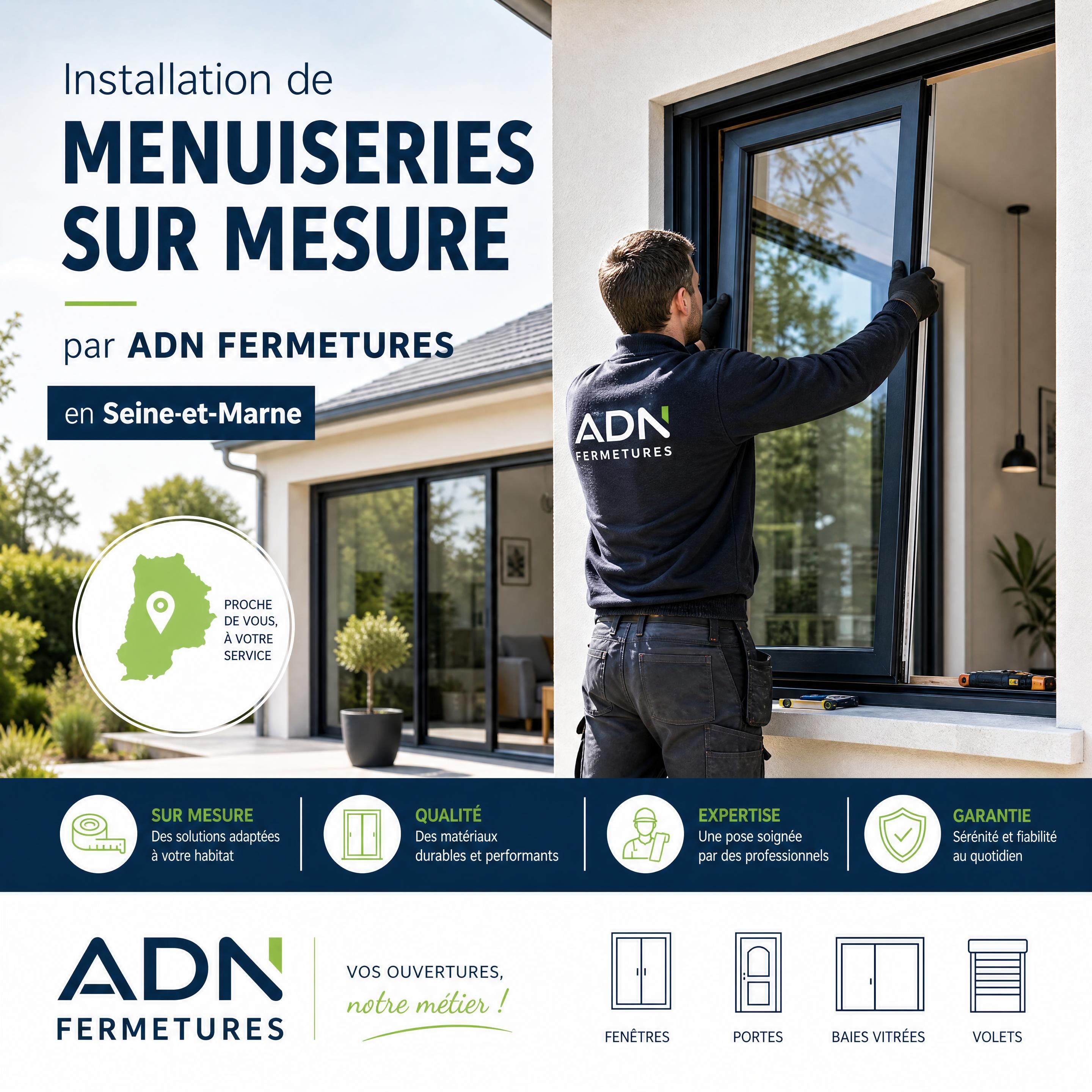 Rénovation : Comment choisir entre les différentes solutions de menuiserie pour votre habitat en Seine-et-Marne ? 1 Installation de menuiseries sur mesure par ADN FERMETURES dans une maison en Seine-et-Marne