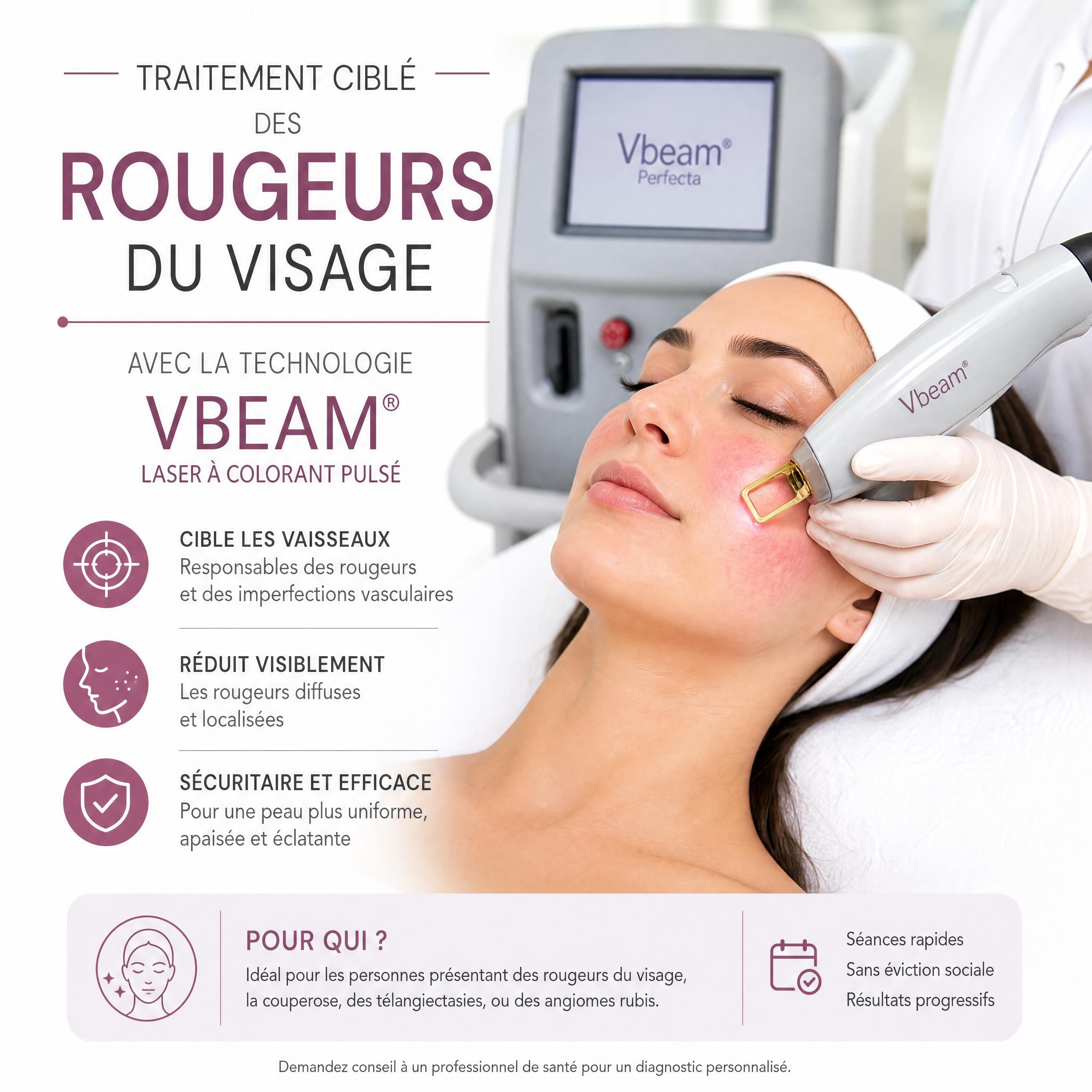 Traitement ciblé des rougeurs du visage avec la technologie de laser à colorant pulsé VBeam