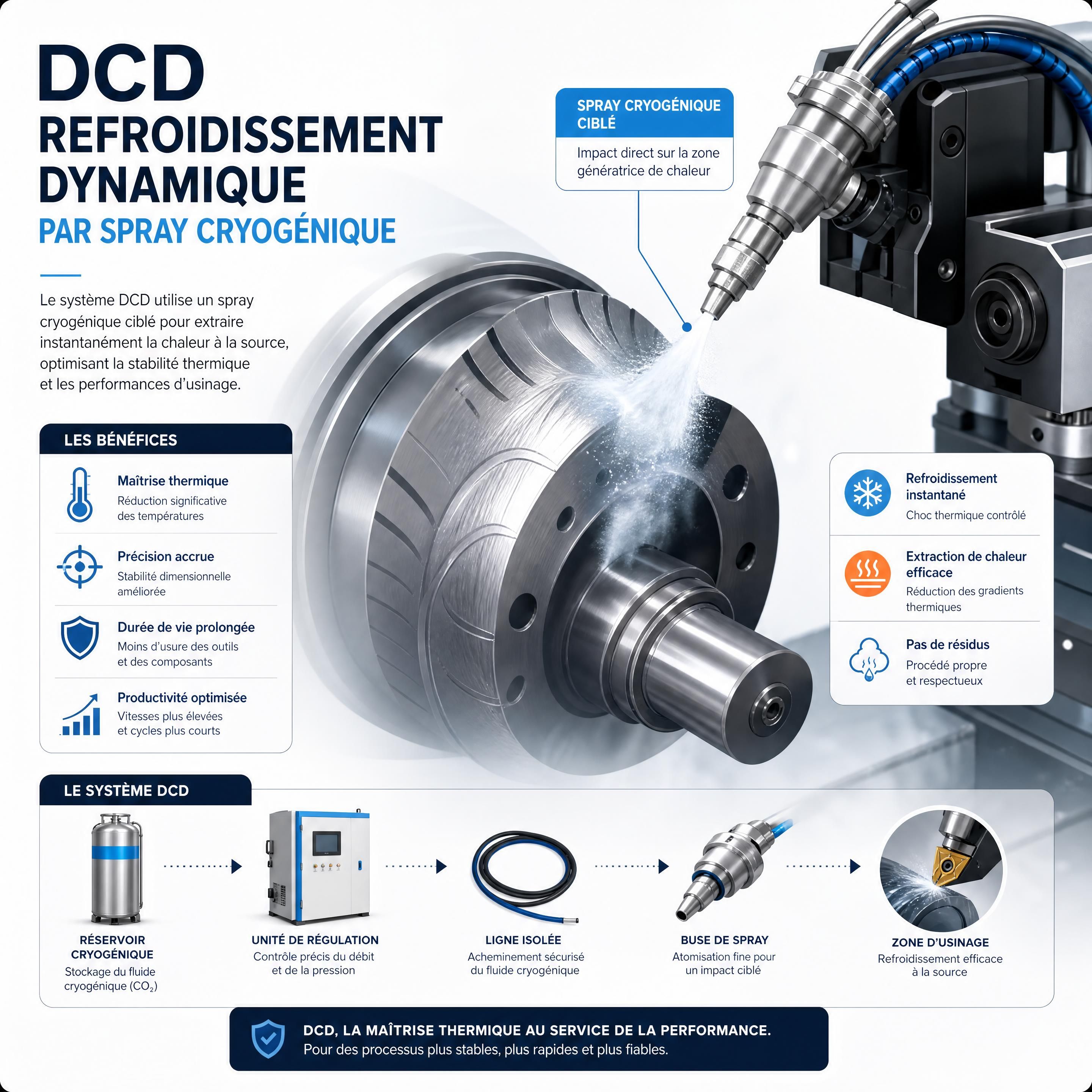 Illustration du système de refroidissement dynamique DCD par spray cryogénique