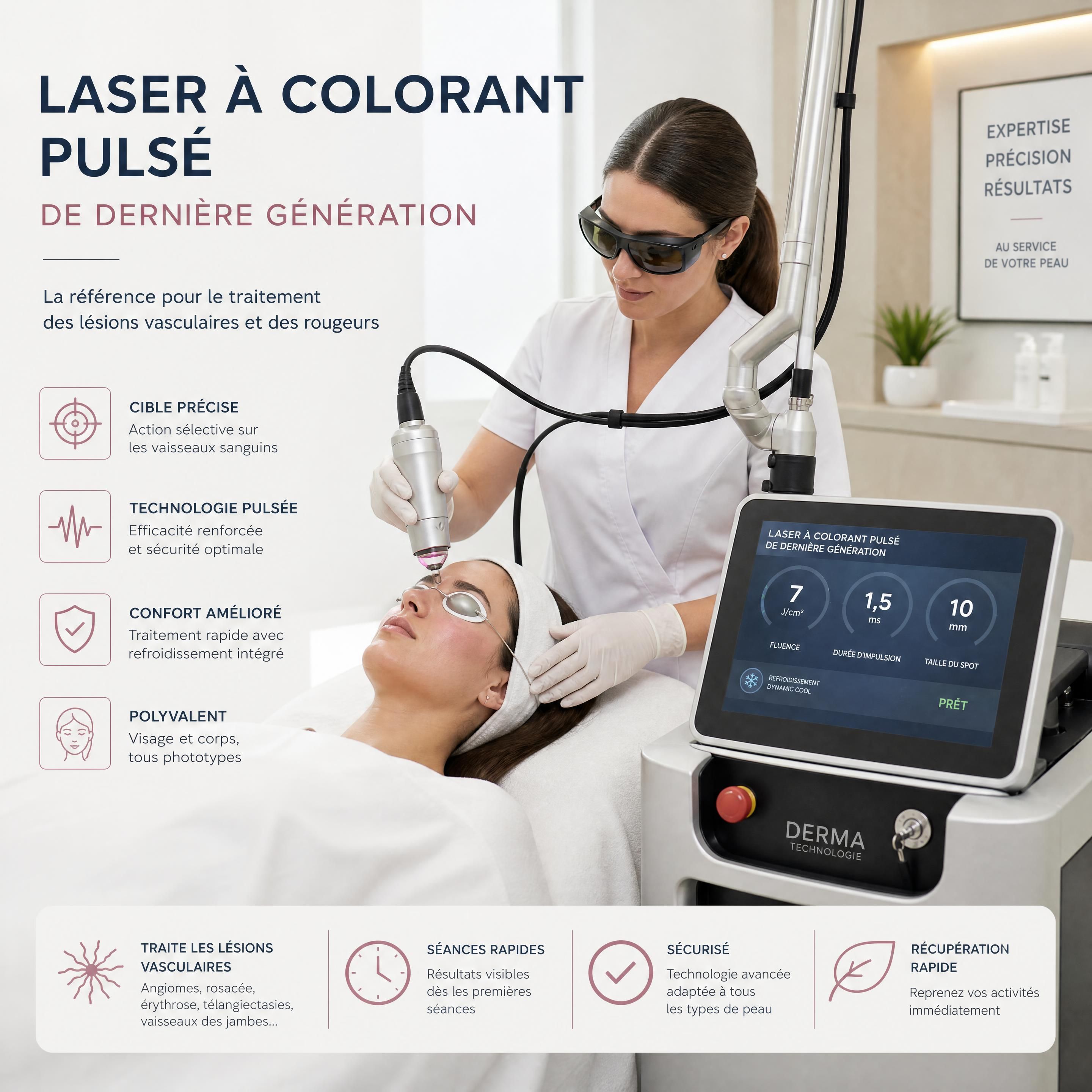 Laser à colorant pulsé de dernière génération en clinique dermatologique