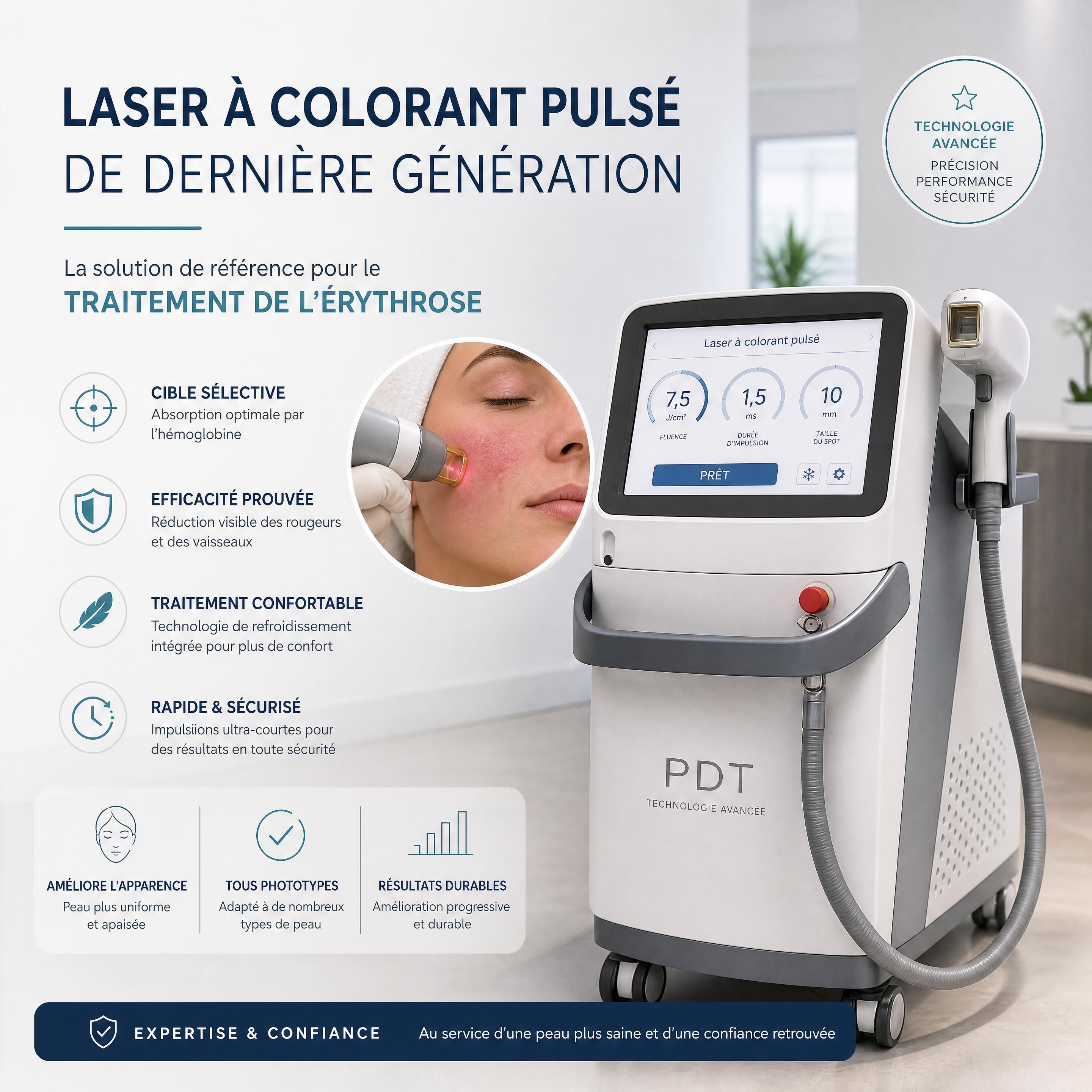 Appareil de laser à colorant pulsé de dernière génération pour le traitement de l'érythrose