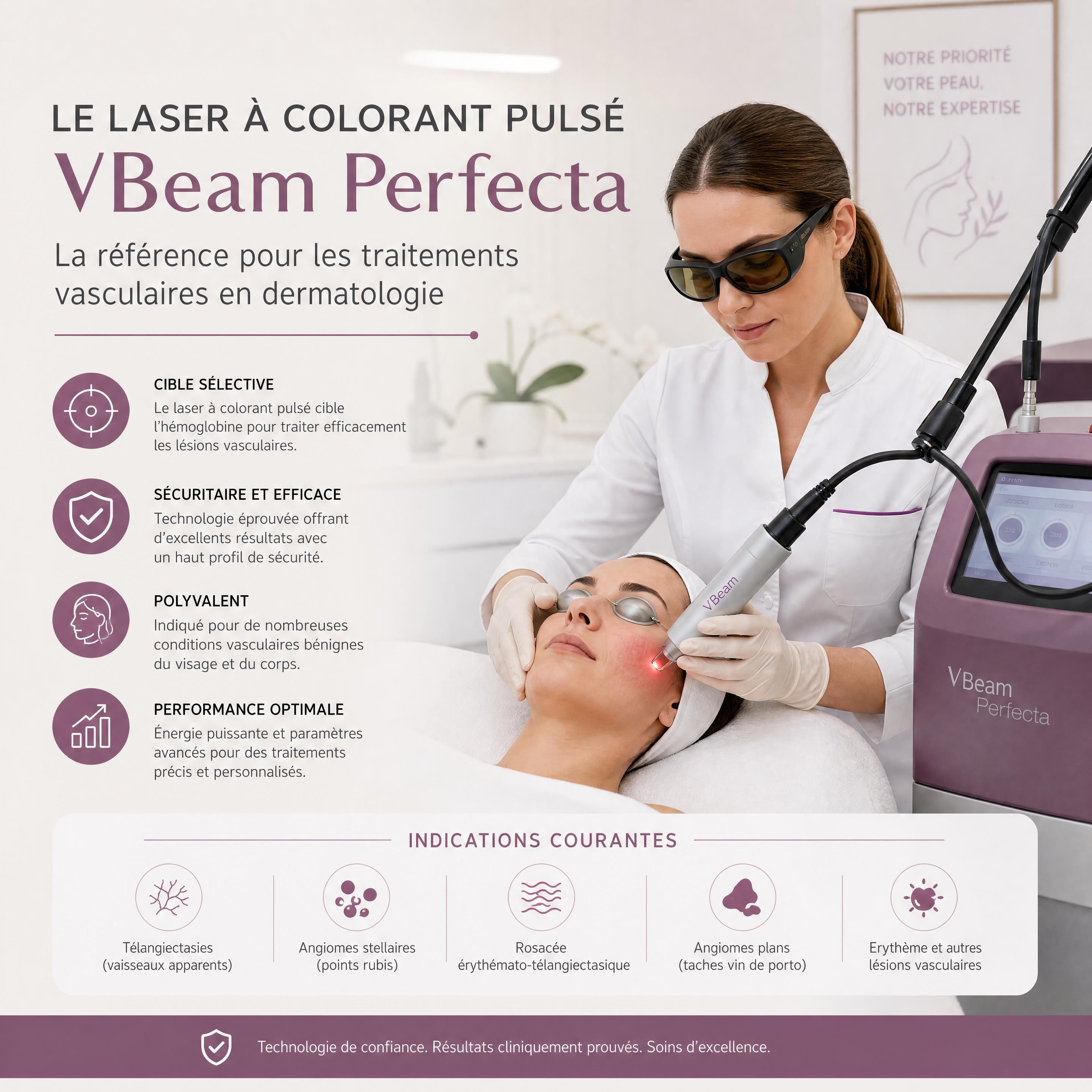 Le laser à colorant pulsé VBeam Perfecta en clinique dermatologique
