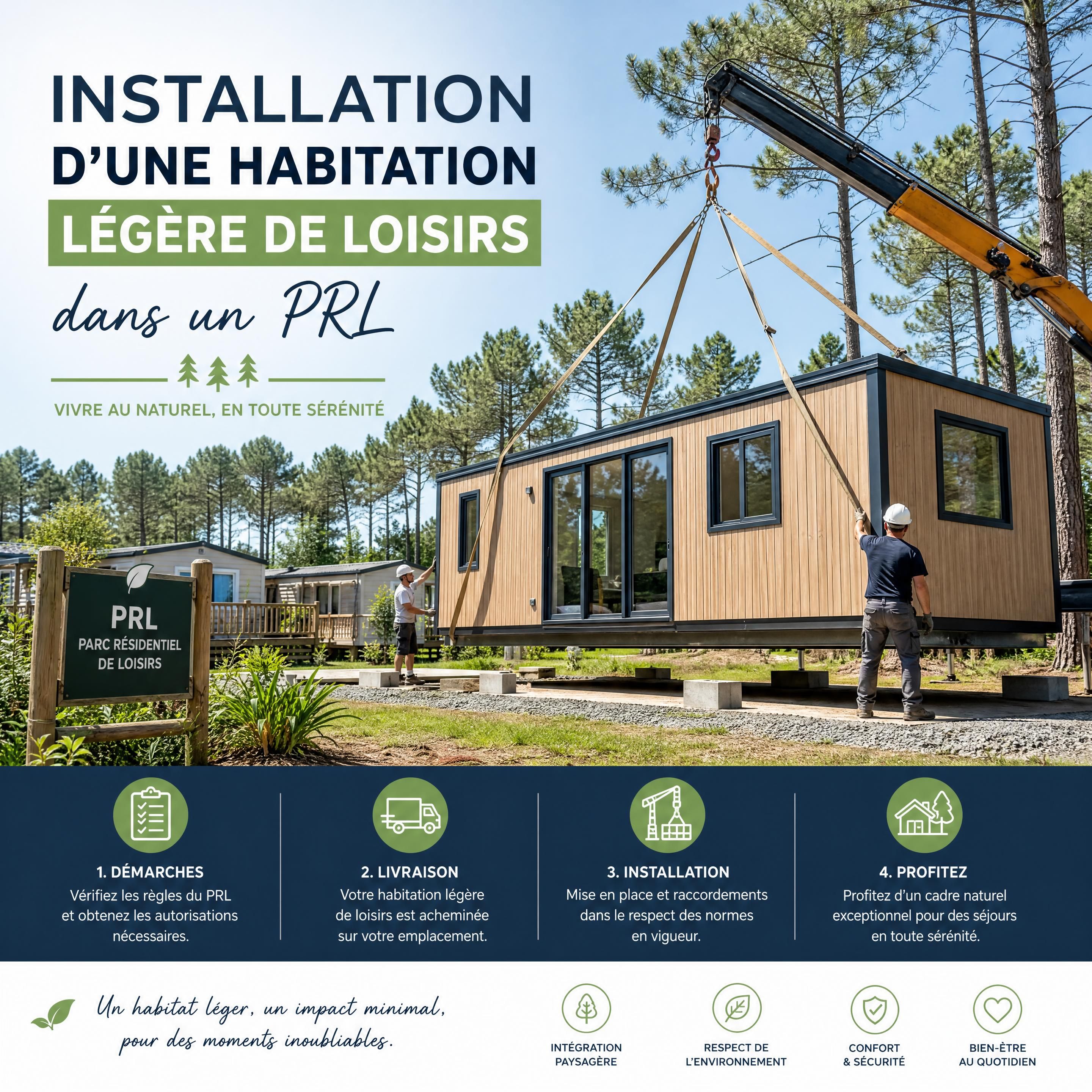 Installation d'une Habitation Légère de Loisirs dans un PRL sous les pins landais — Mimizan (Landes, 40200) — Olivier Roussel, conseiller immobilier IAD France