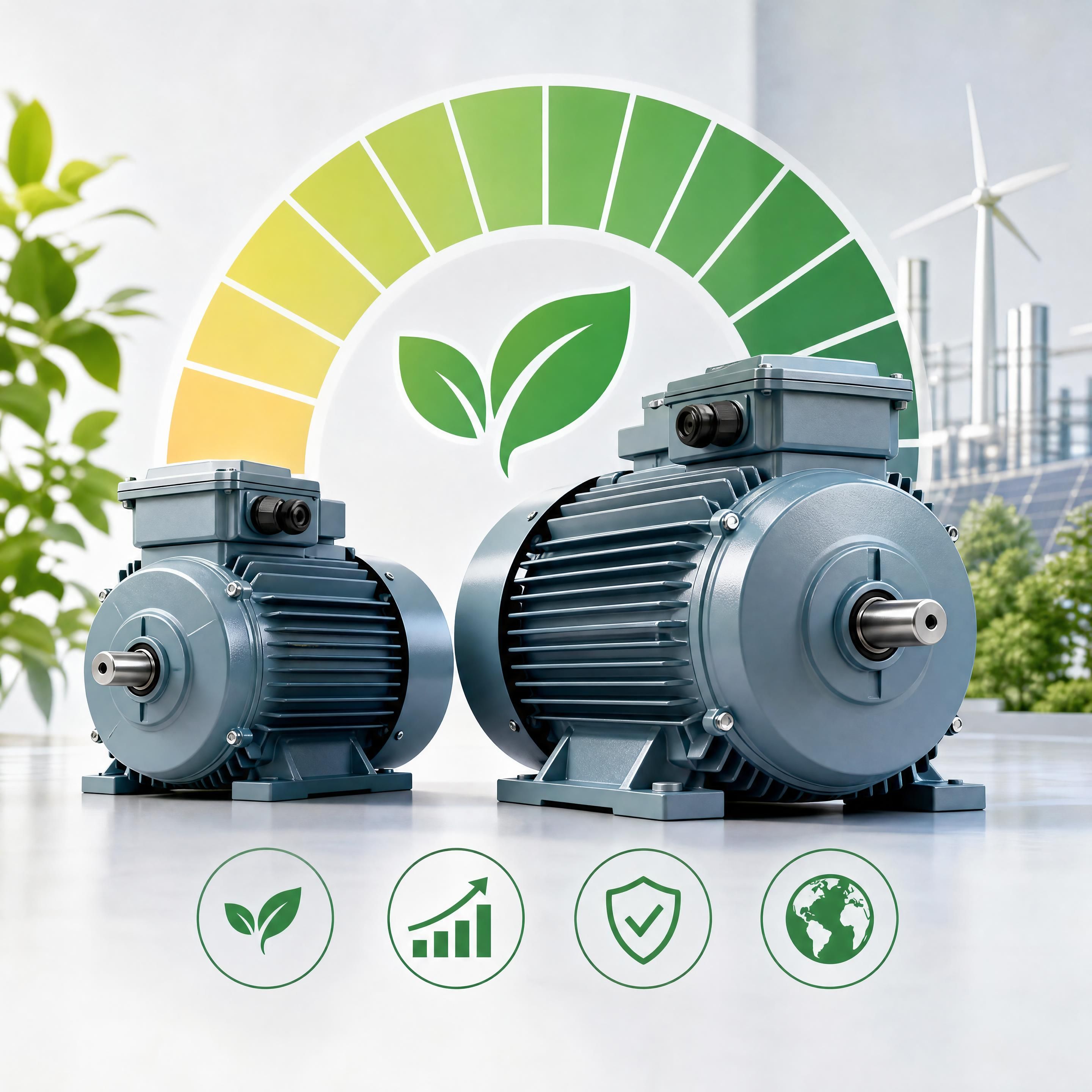 Comparatif visuel des pertes d'énergie entre un moteur électrique de classe de rendement IE3 et un moteur IE4