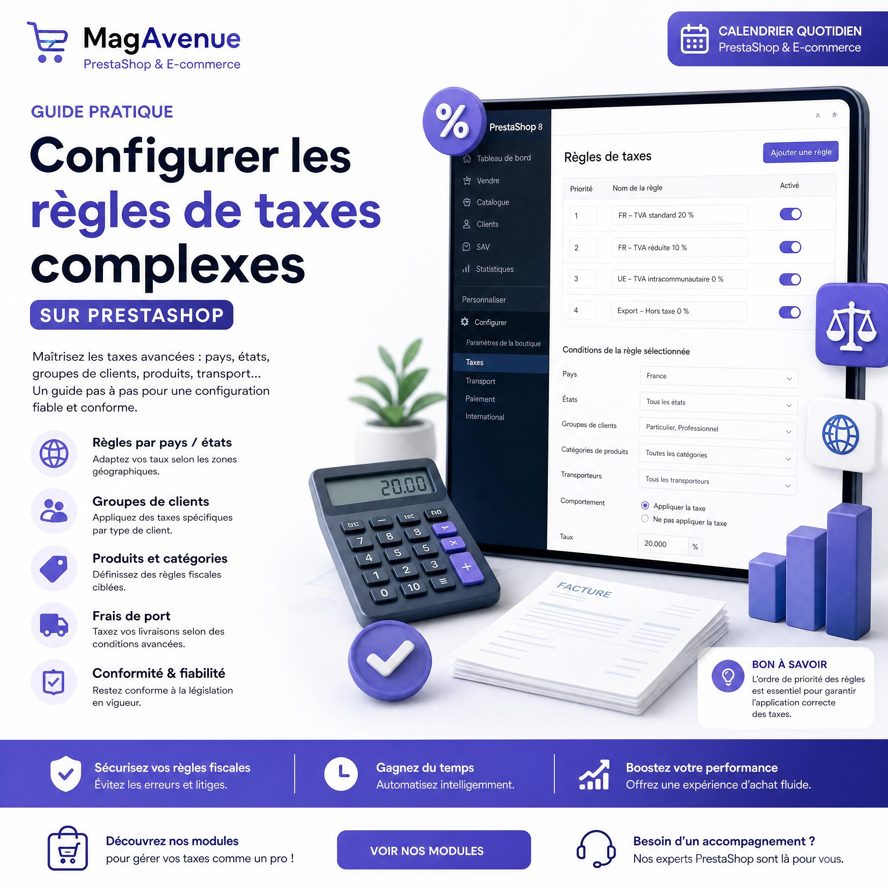 Guide pratique pour configurer les règles de taxes complexes sur PrestaShop