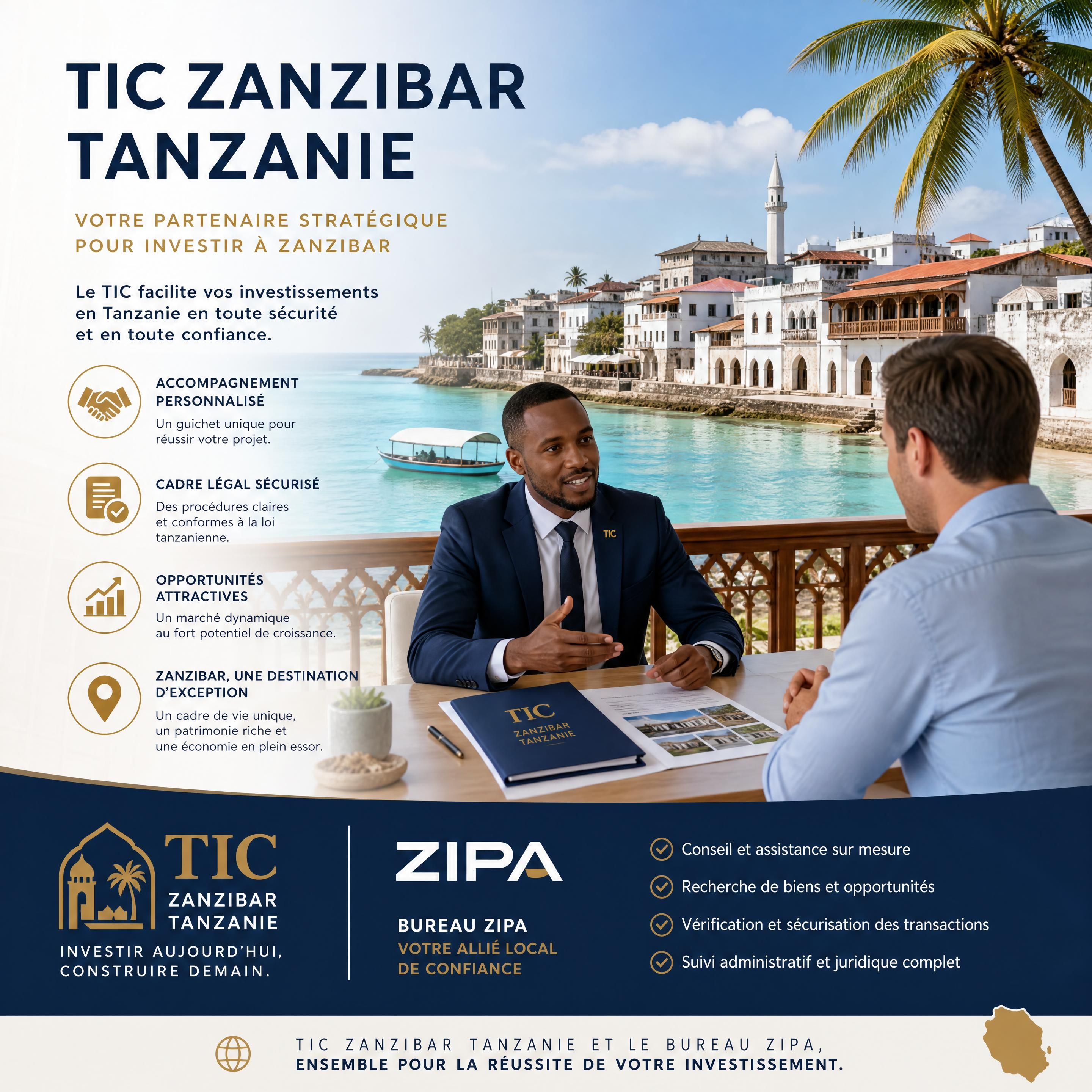 TIC Zanzibar Tanzanie et bureau ZIPA pour investisseur immobilier étranger