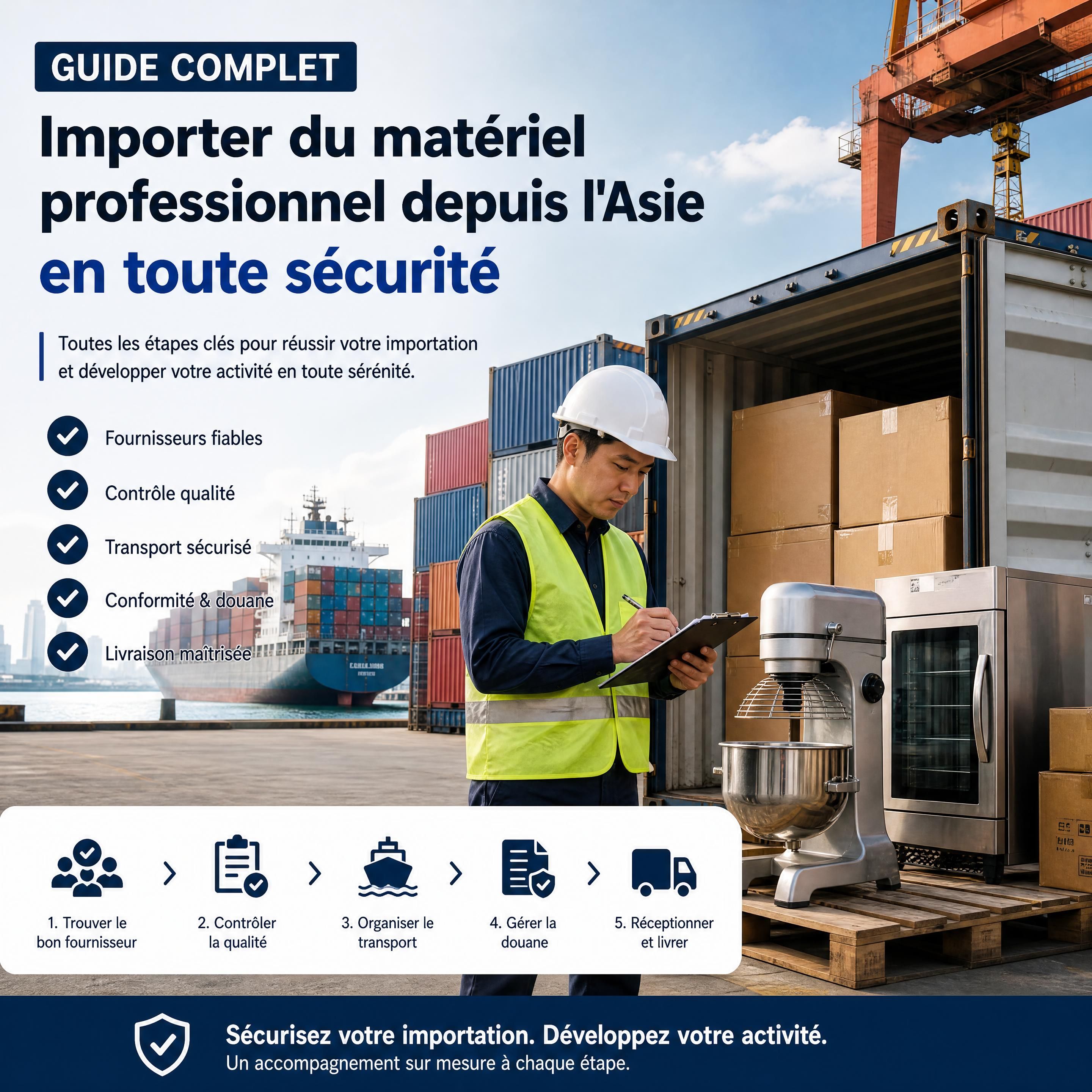 Importation de matériel professionnel depuis l’Asie avec conteneur maritime et contrôle qualité